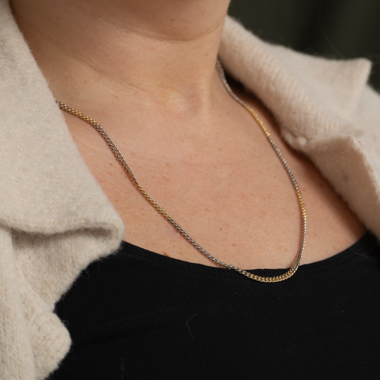 10k Two Tone Gold Curb Link Chain | 20"