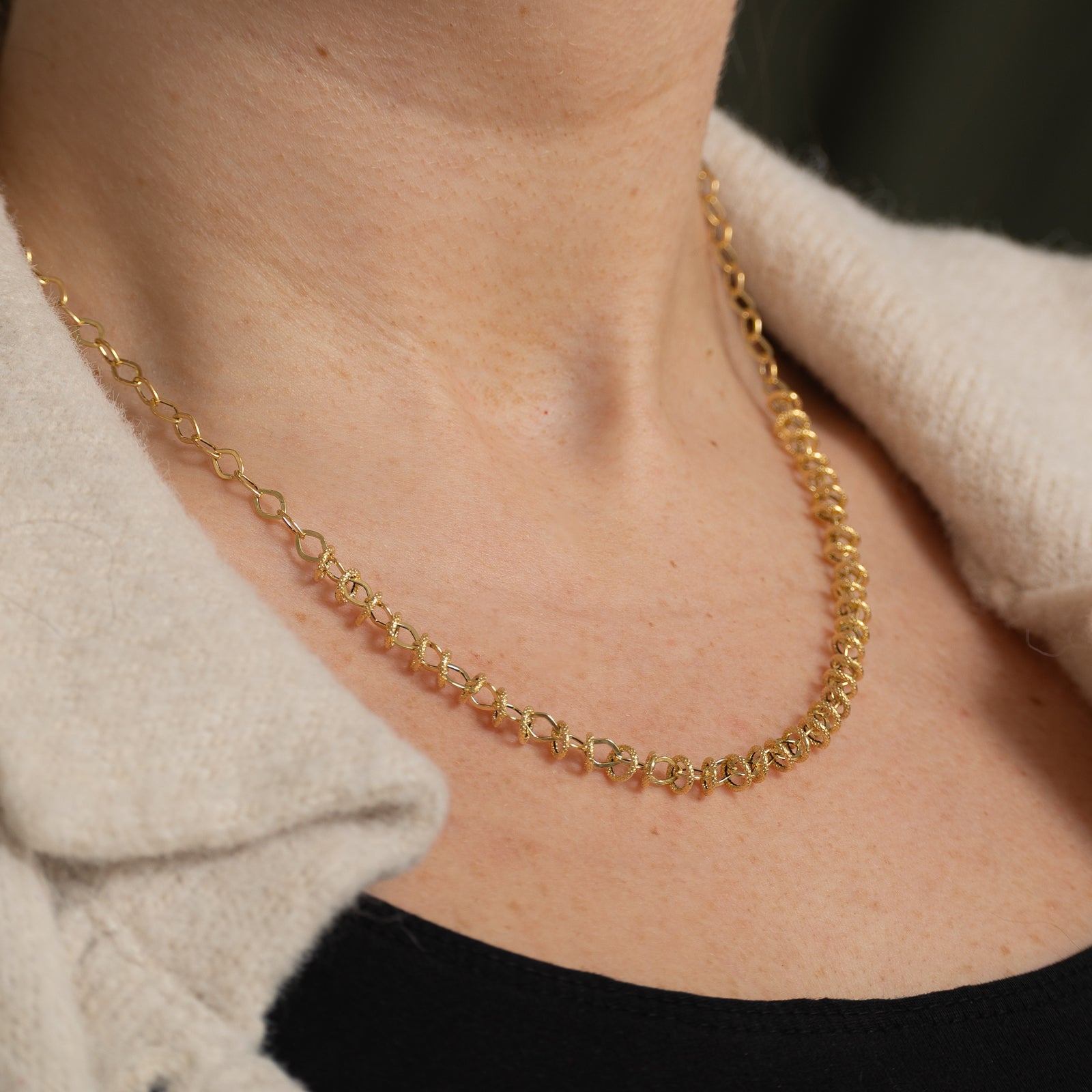 Italian 14k Yellow Gold Unique Chain | 17.5"