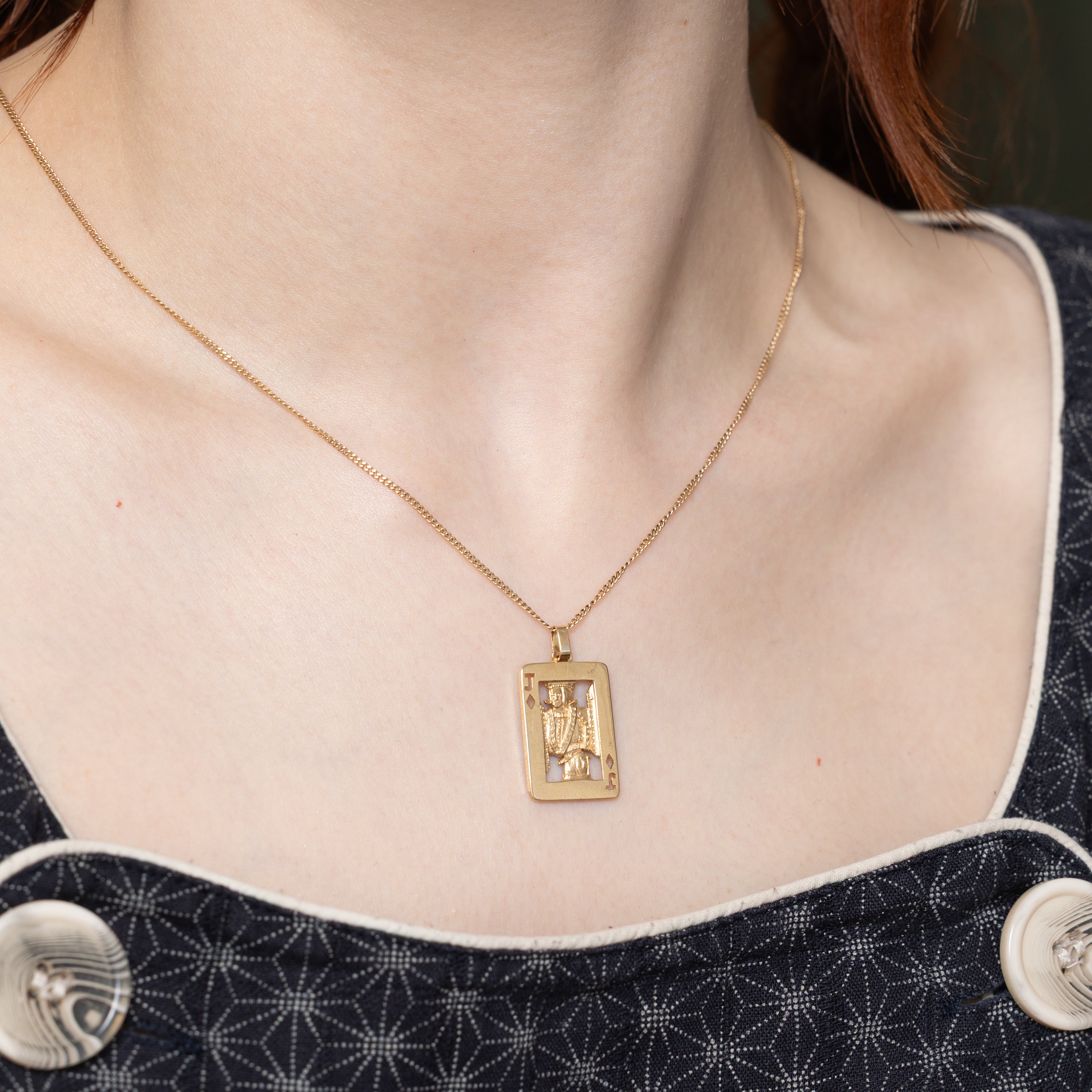 10k Yellow Gold Joker Card Pendant