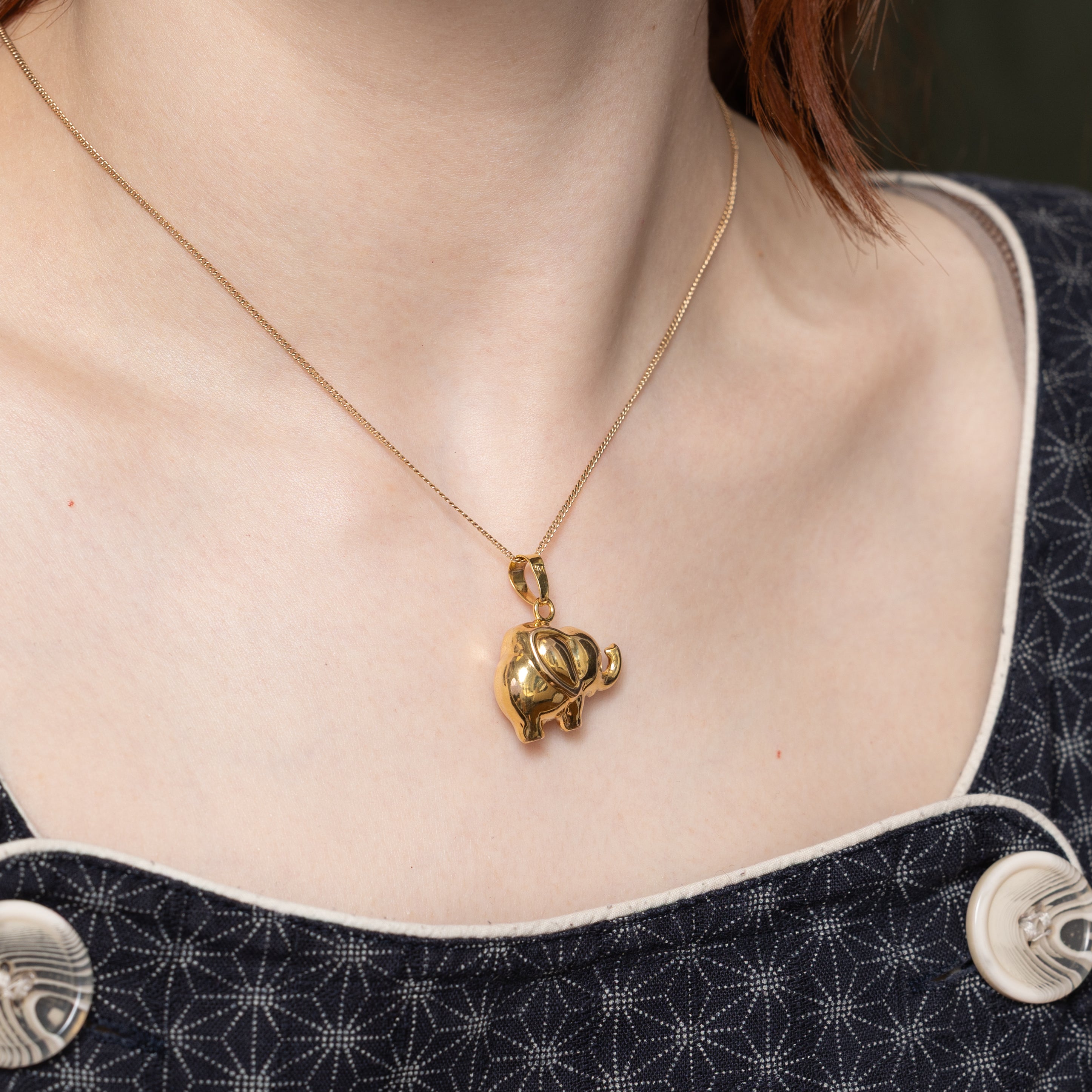 14k Yellow Gold Elephant Pendant