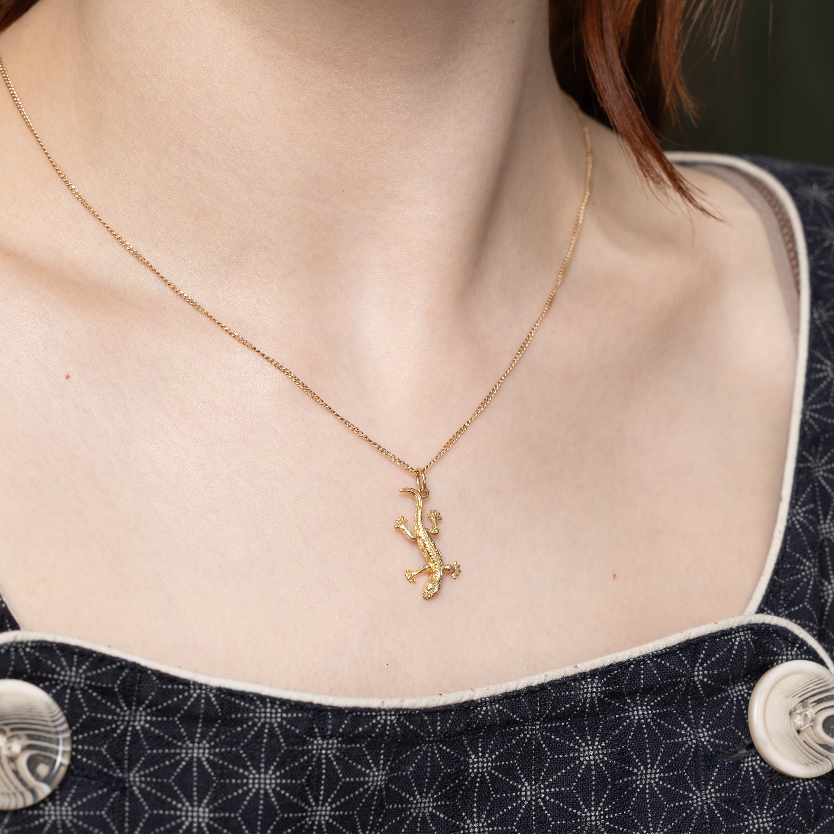 14k Yellow Gold Gecko Charm