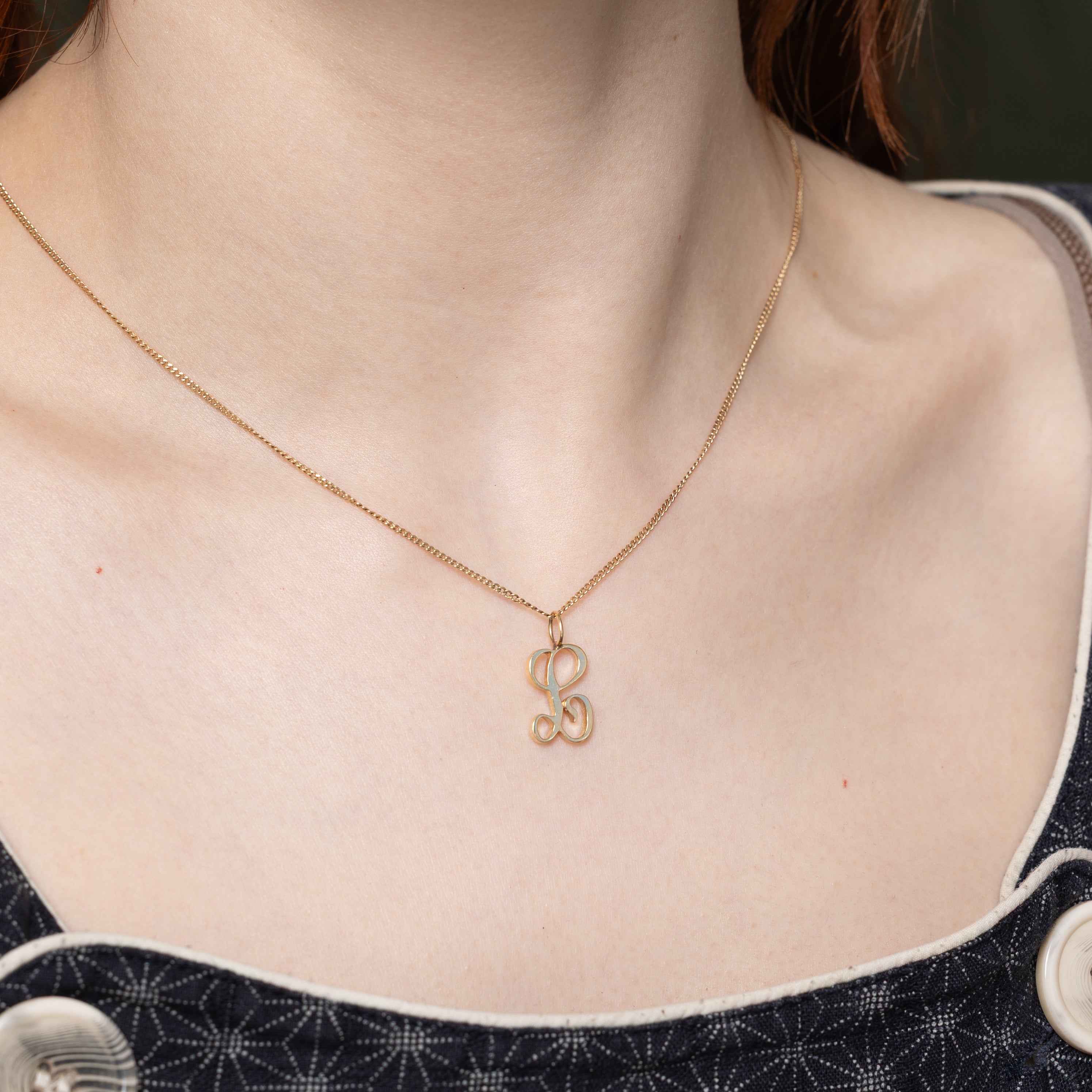 12k Yellow Gold "L" Initial Charm