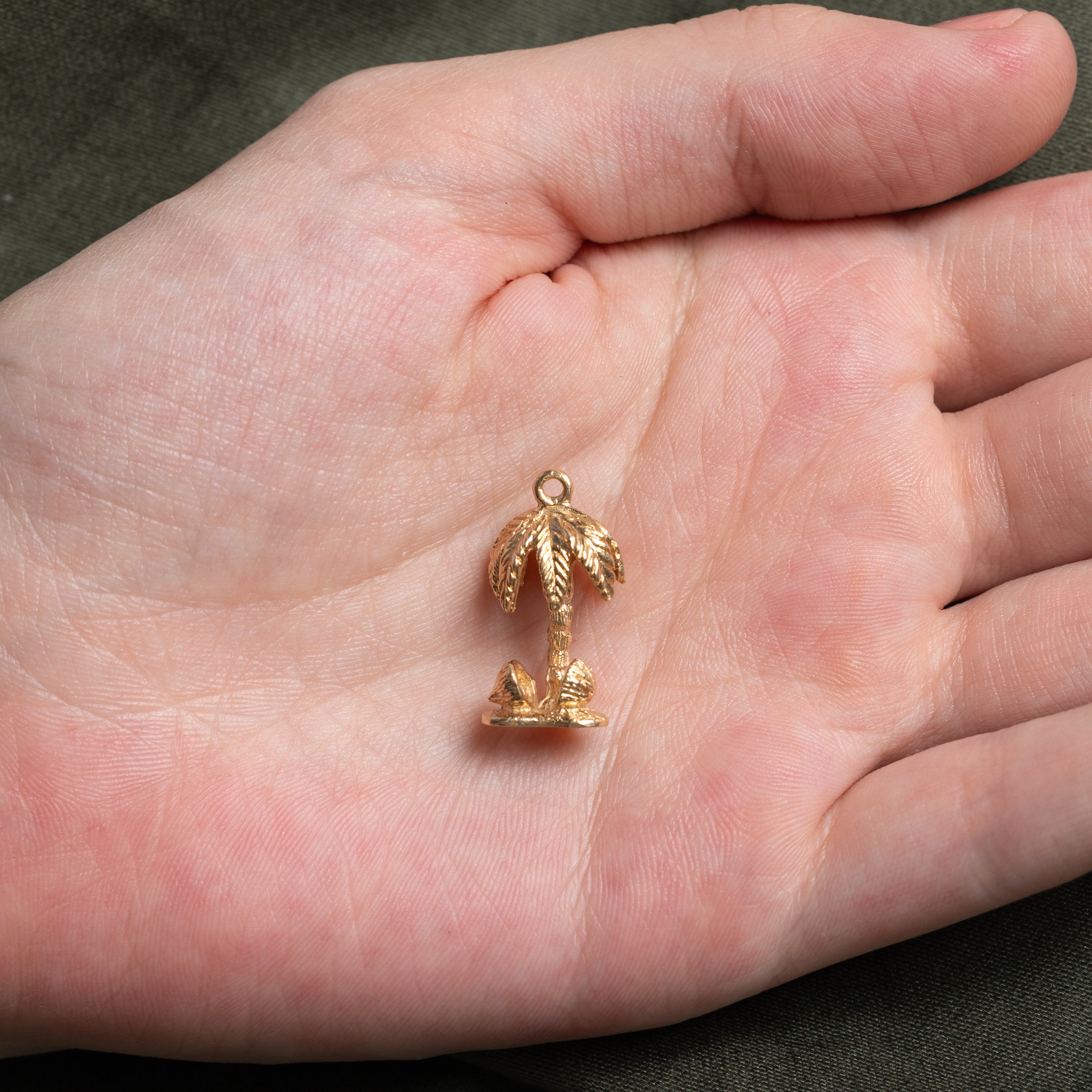 14k Yellow Gold Coconut Tree Charm