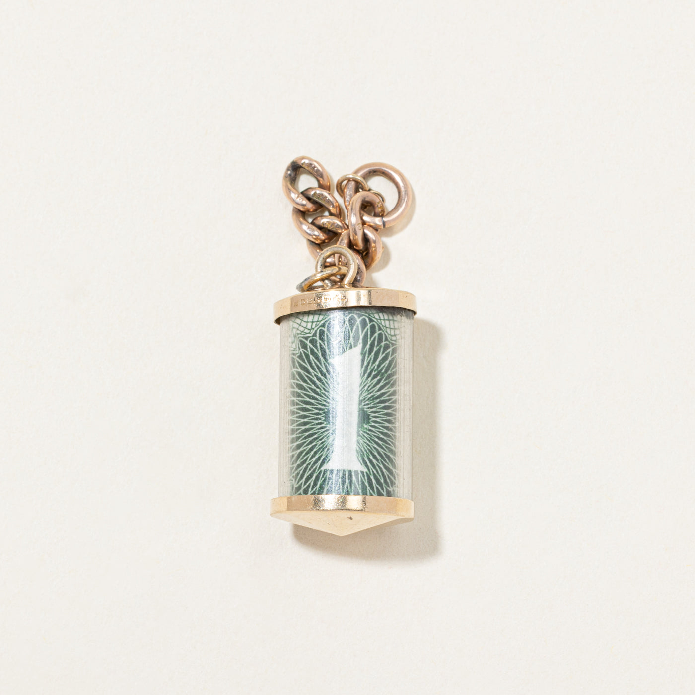 1976 London 9k Yellow Gold Rolled Banknote Charm