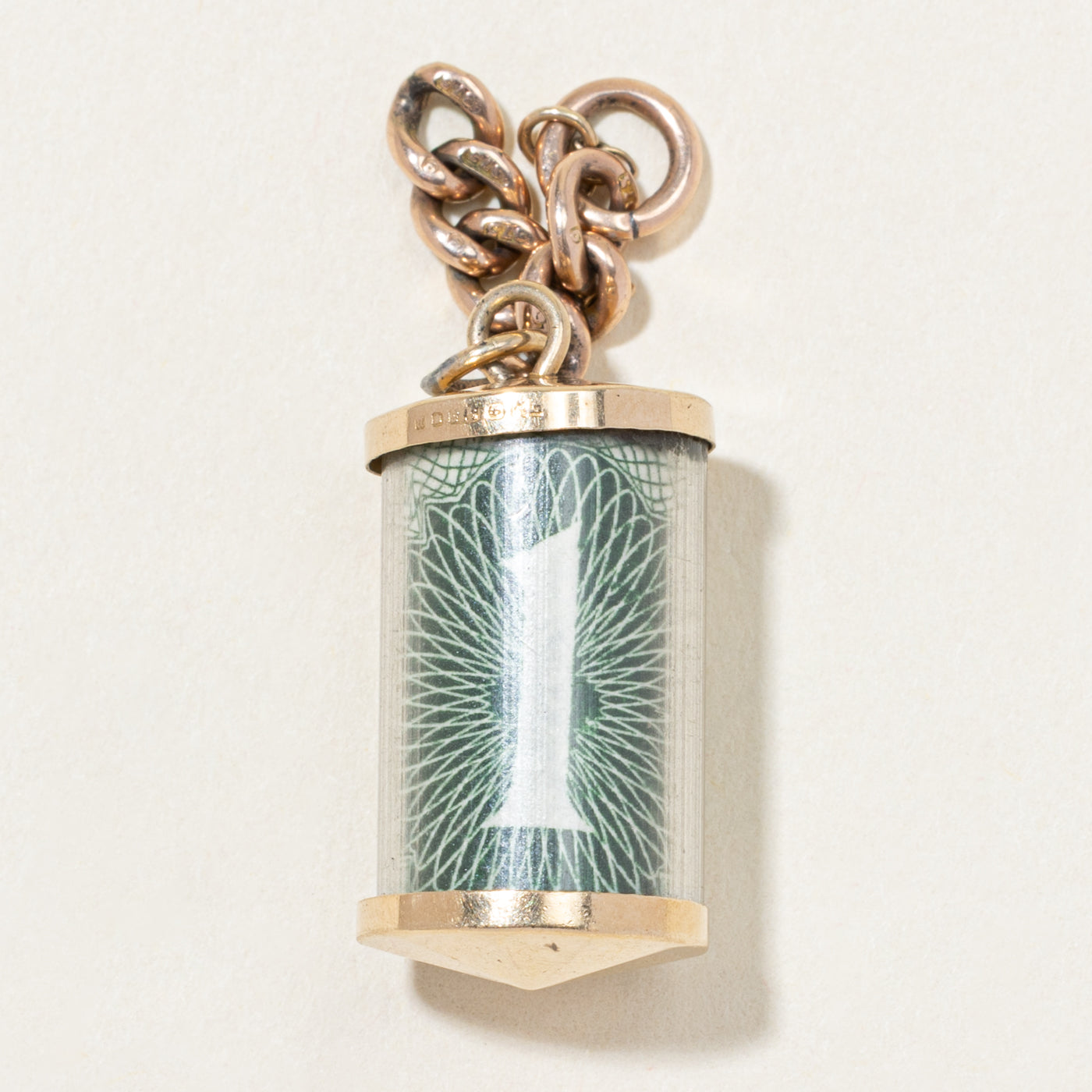 1976 London 9k Yellow Gold Rolled Banknote Charm