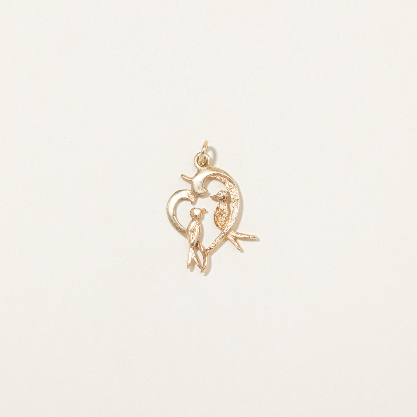 10k Yellow Gold Love Birds in Heart Charm