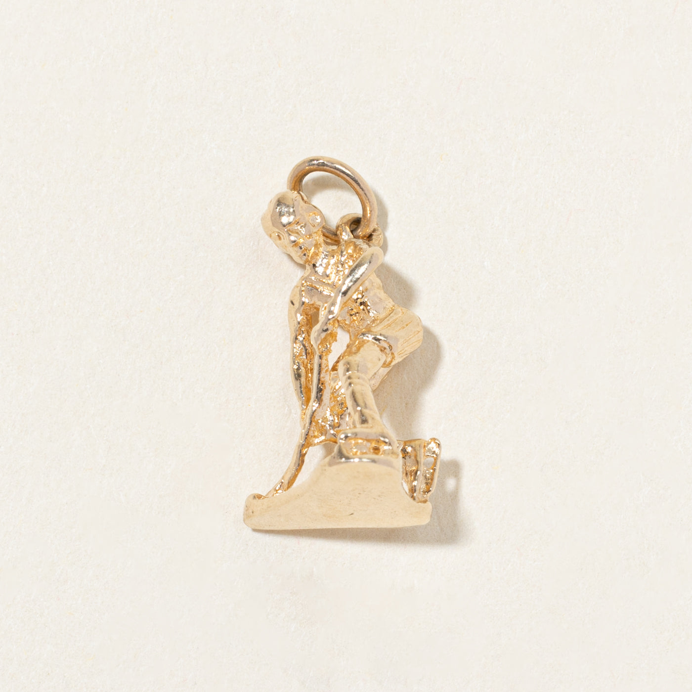 10k Yellow Gold Hockey Player Charm