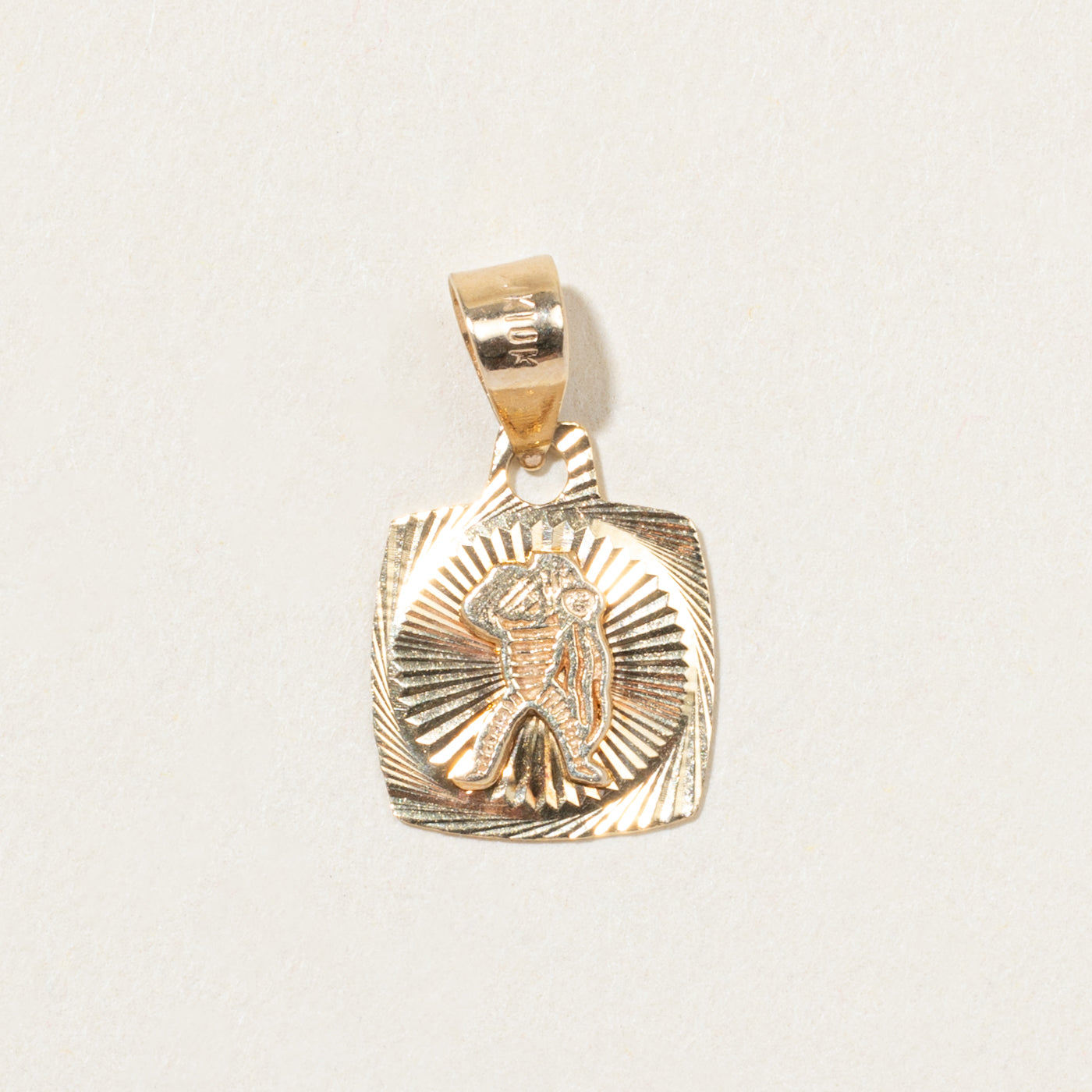 10k Yellow Gold Aquarius Zodiac Pendant