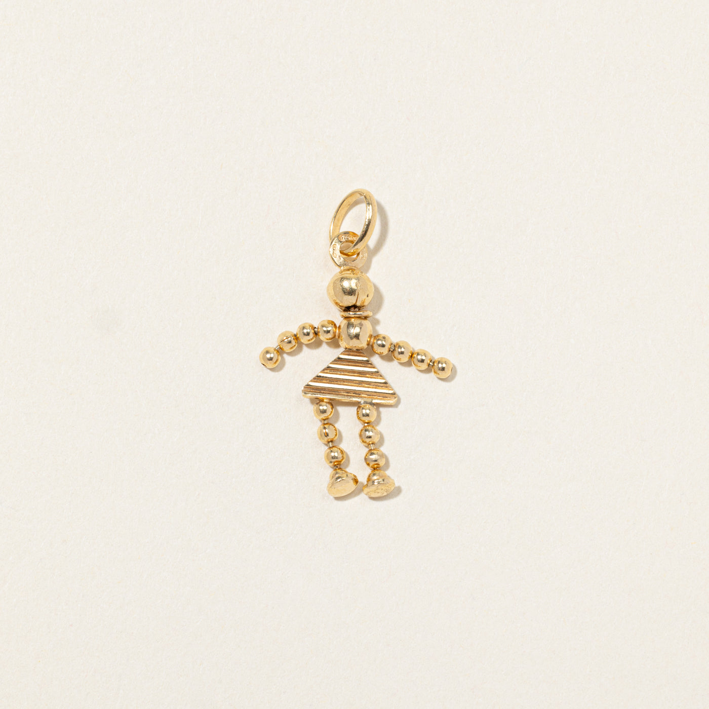 18k Yellow Gold Stick Figure Girl Charm