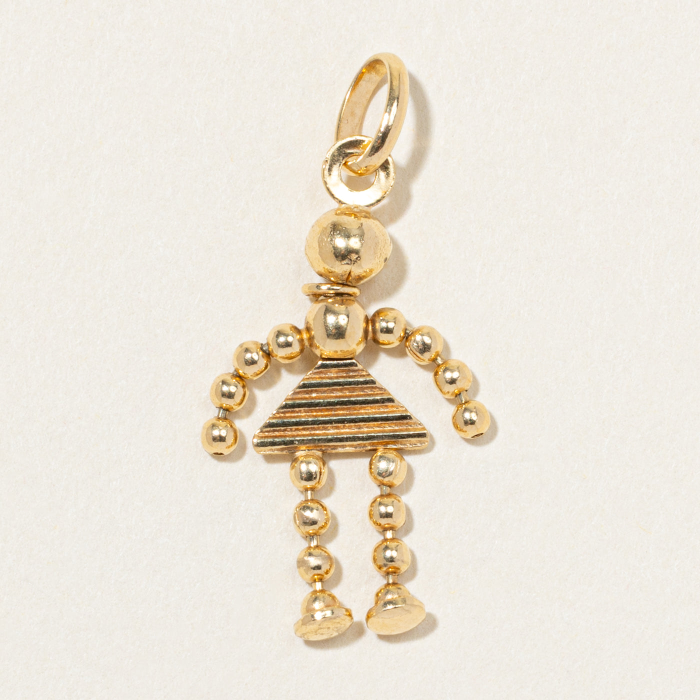 18k Yellow Gold Stick Figure Girl Charm