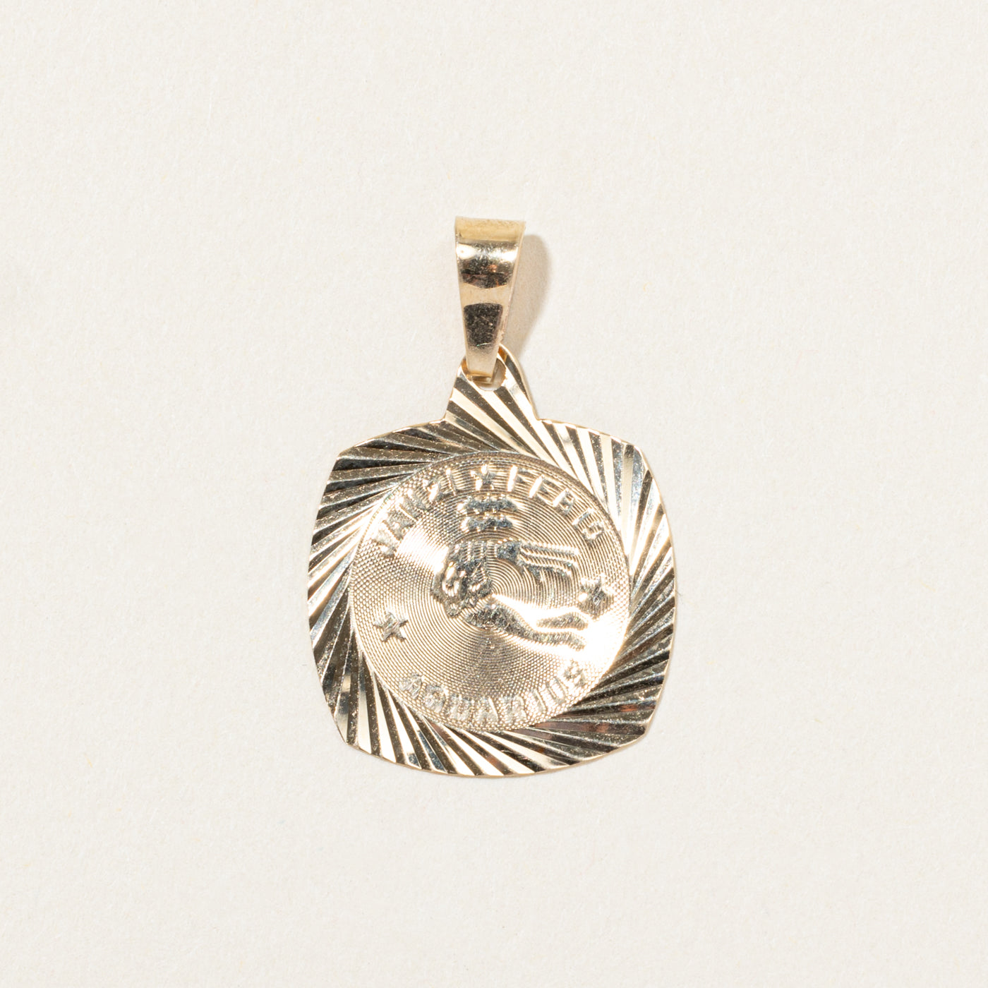 10k Yellow Gold Aquarius Zodiac Pendant