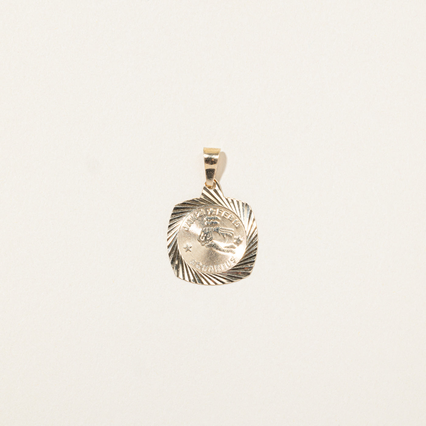 10k Yellow Gold Aquarius Zodiac Pendant