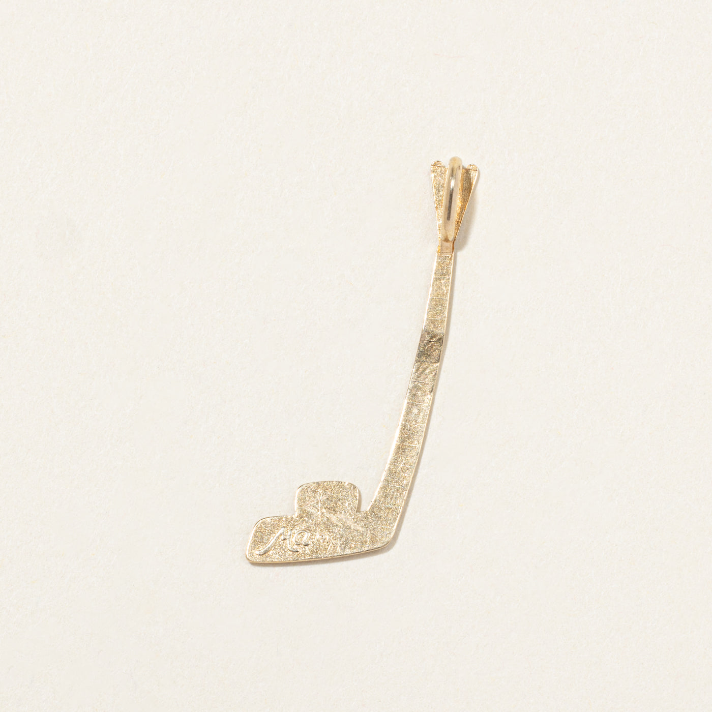 14k Yellow Gold Hockey Stick & Puck Pendant