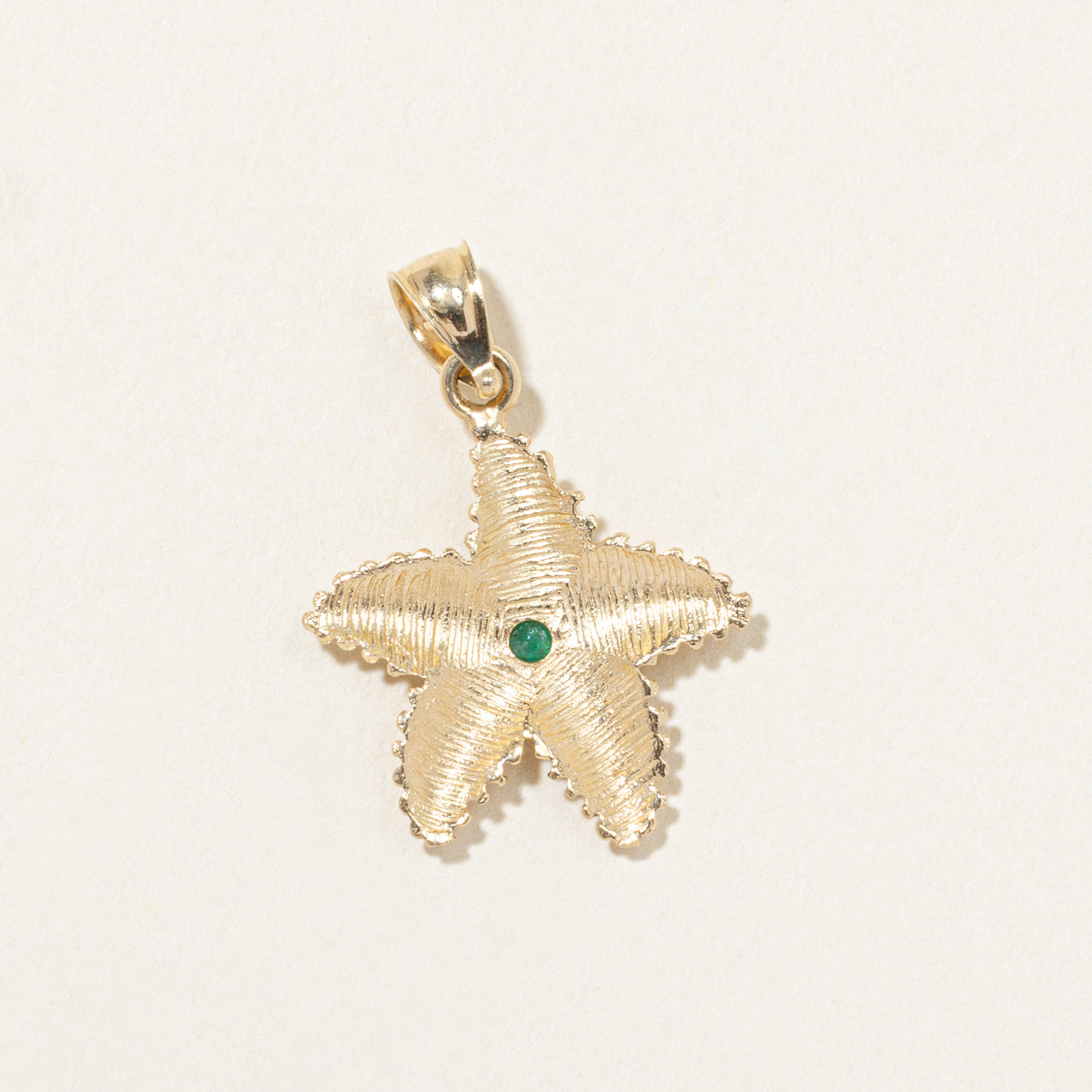14k Yellow Gold Emerald Starfish Pendant