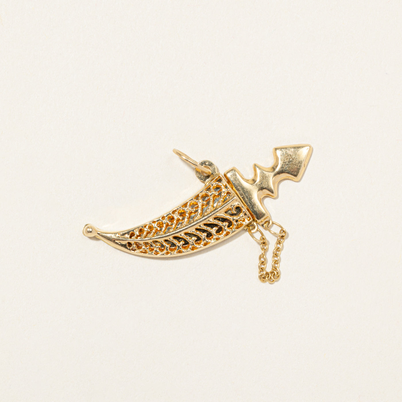 Italian 18k Yellow Gold Dagger & Sheath Pendant