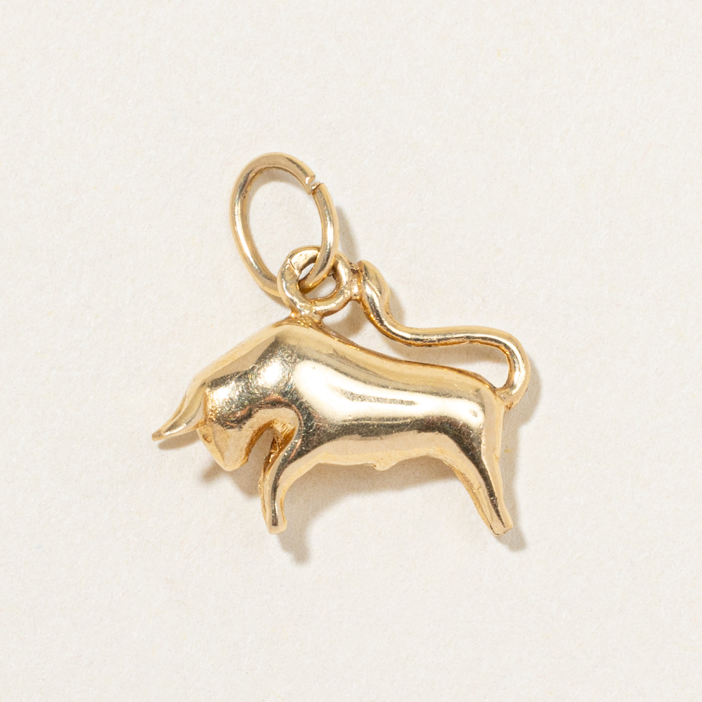 French Hallmarked 18k Yellow Gold Charging Bull Charm