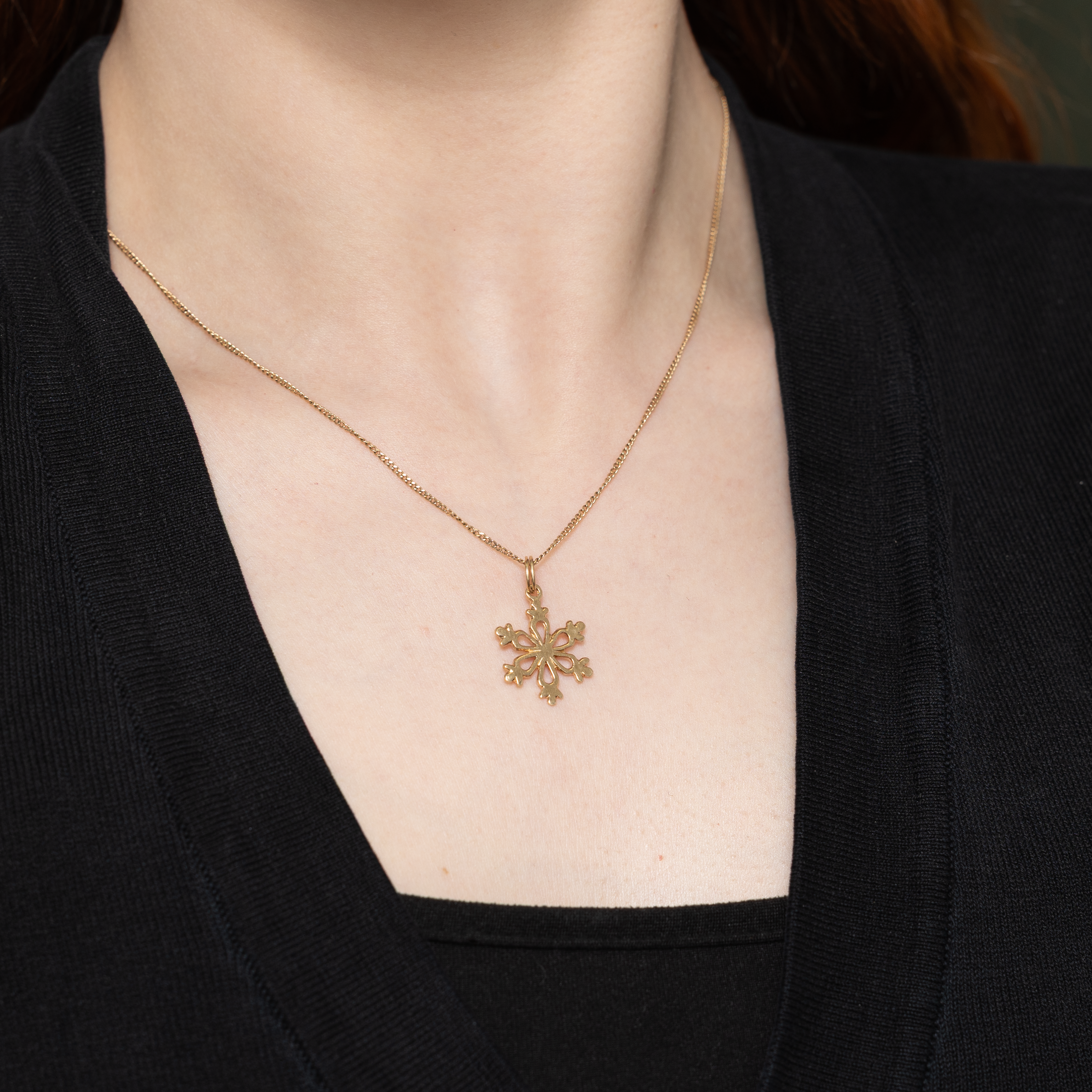 Breloque flocon de neige en or jaune 10 carats