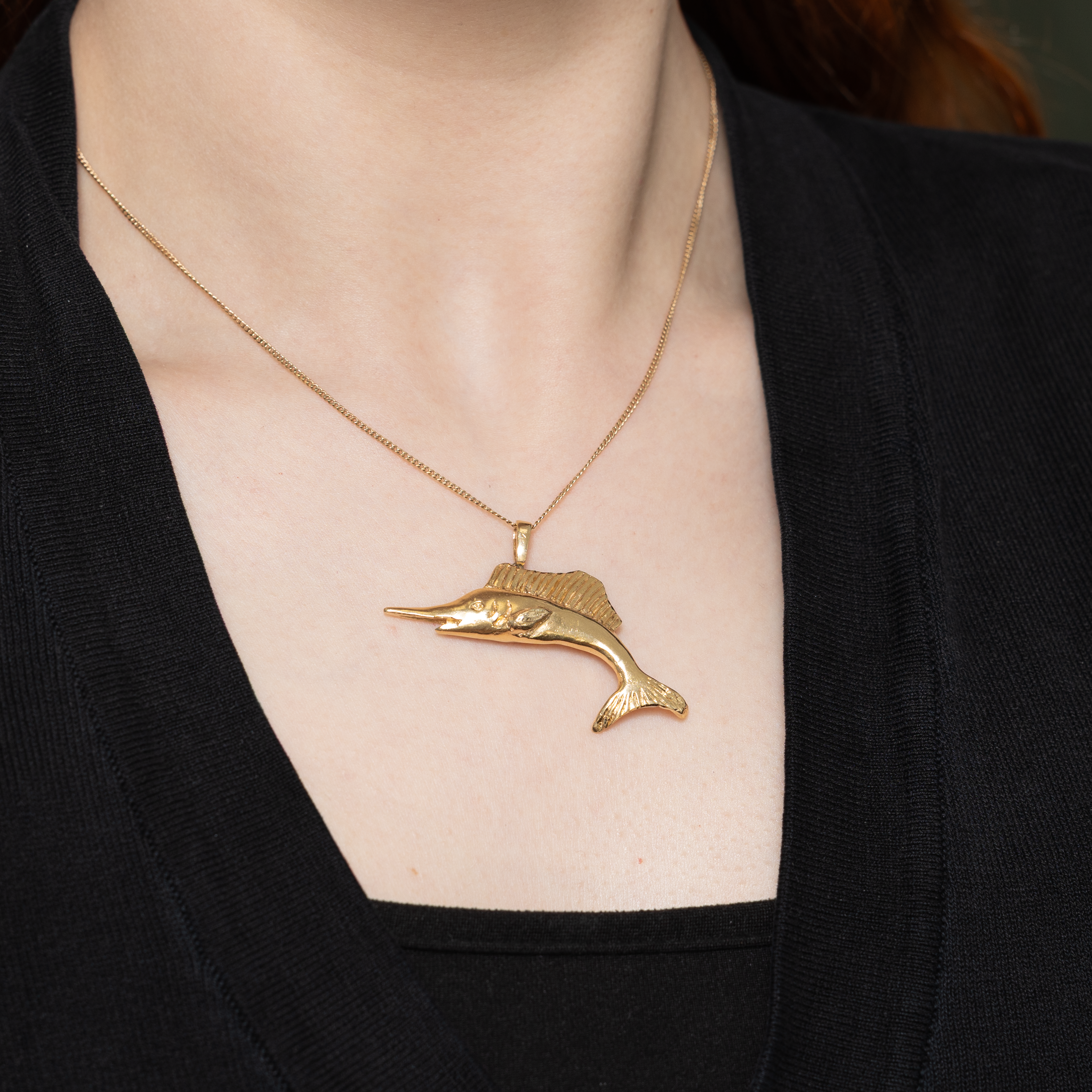 14k Yellow Gold Sailfish Pendant