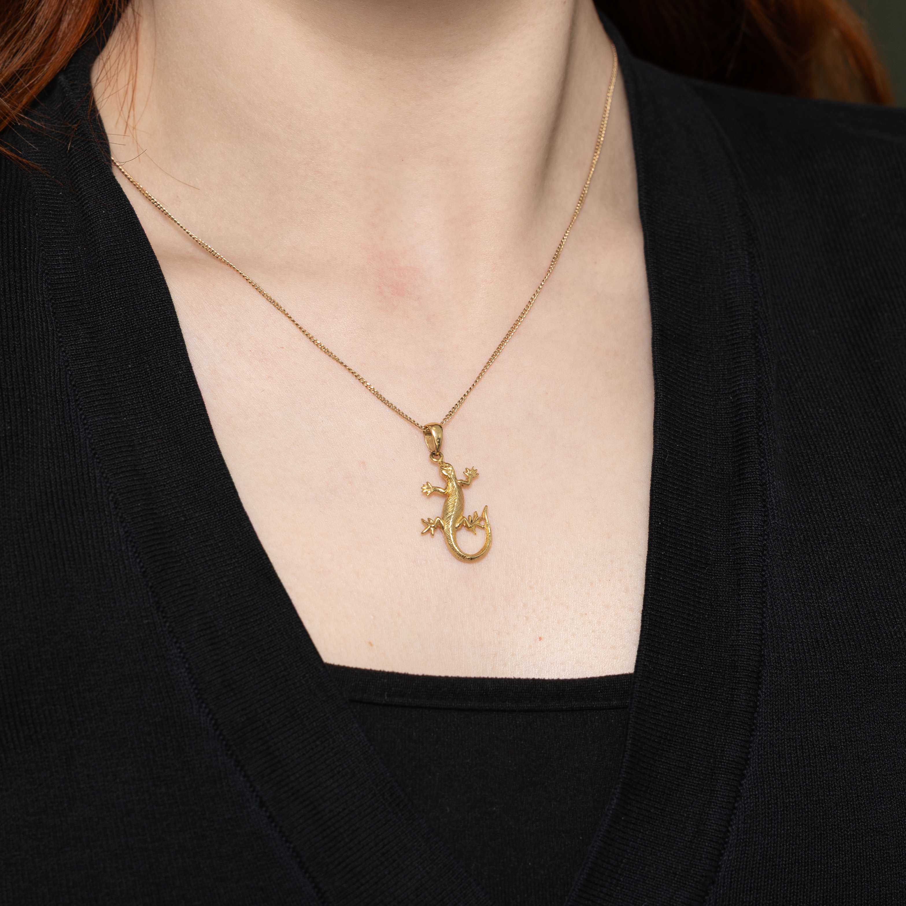 14k Yellow Gold Lizard Pendant