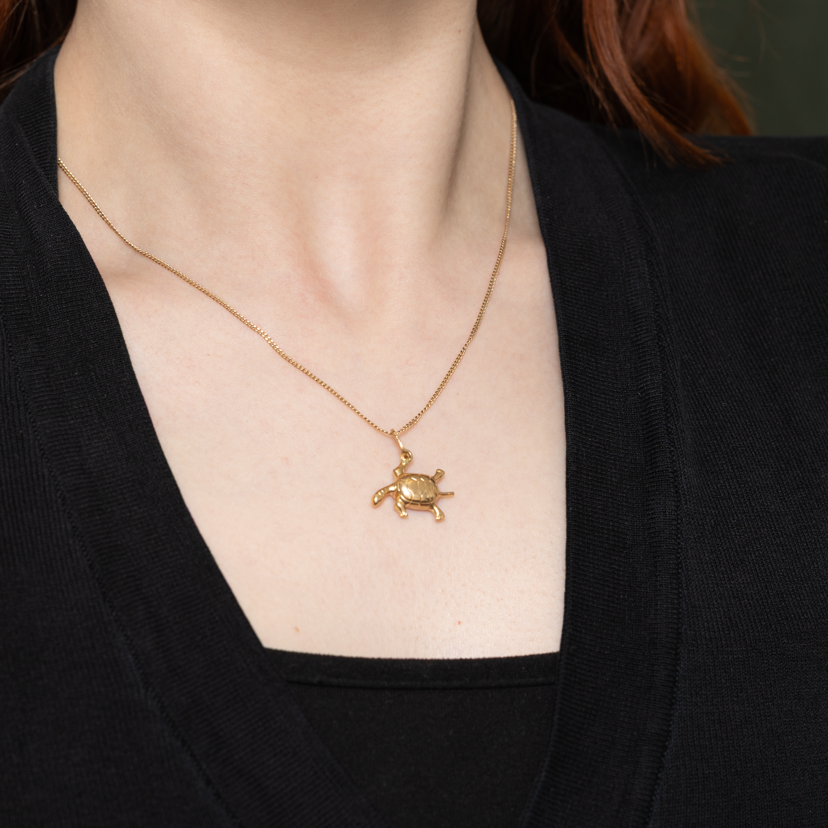 Breloque tortue vintage italienne en or jaune 18 carats
