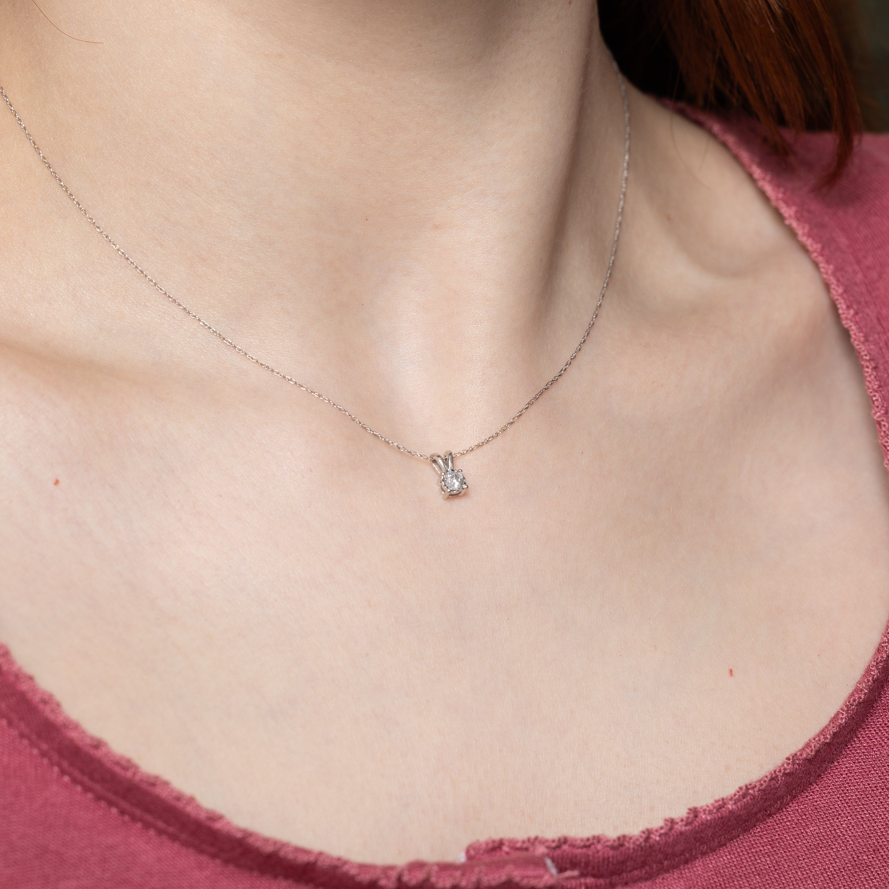 White Gold Solitaire Diamond Pendant | 0.12ct