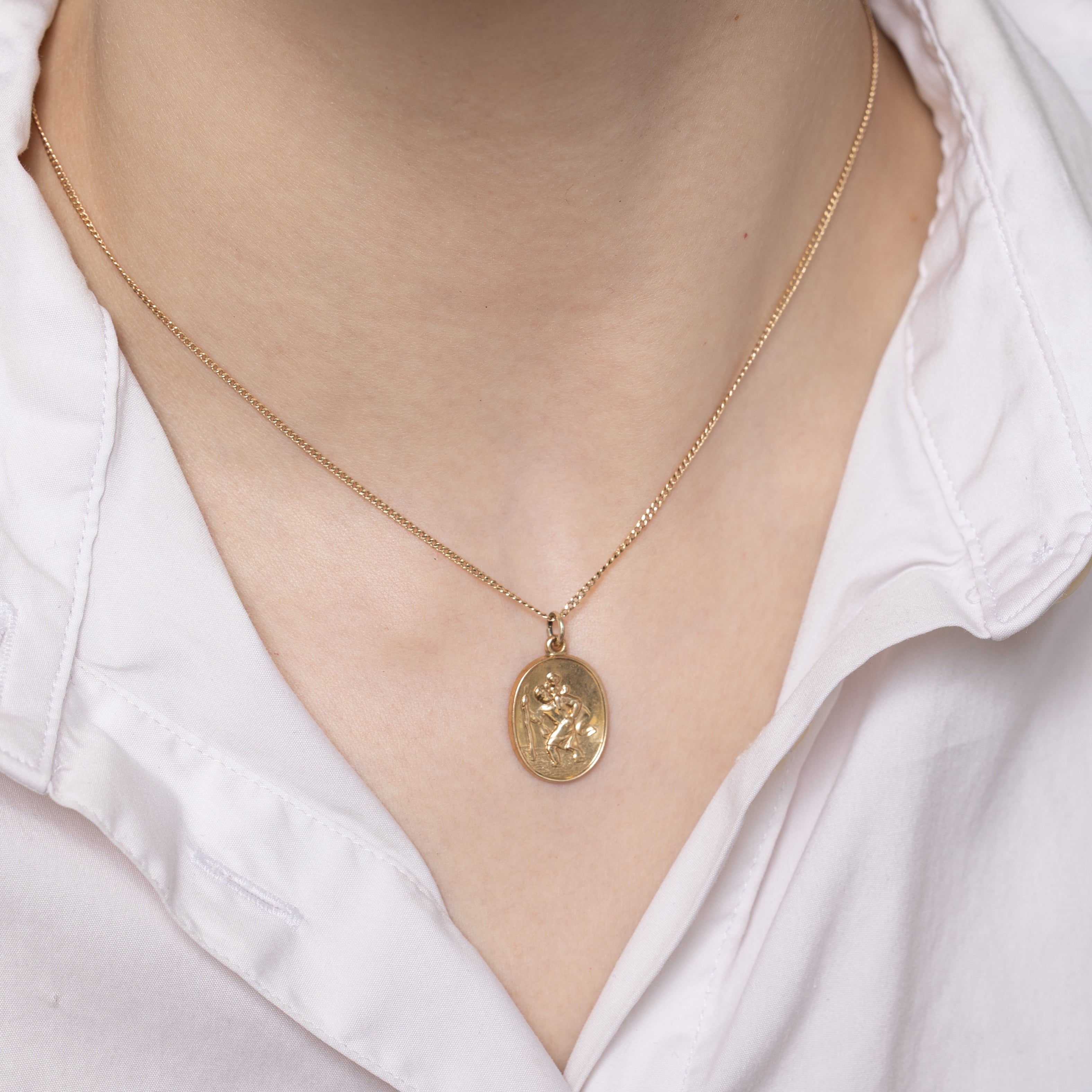 9k Yellow Gold Embossed Saint Christopher Charm