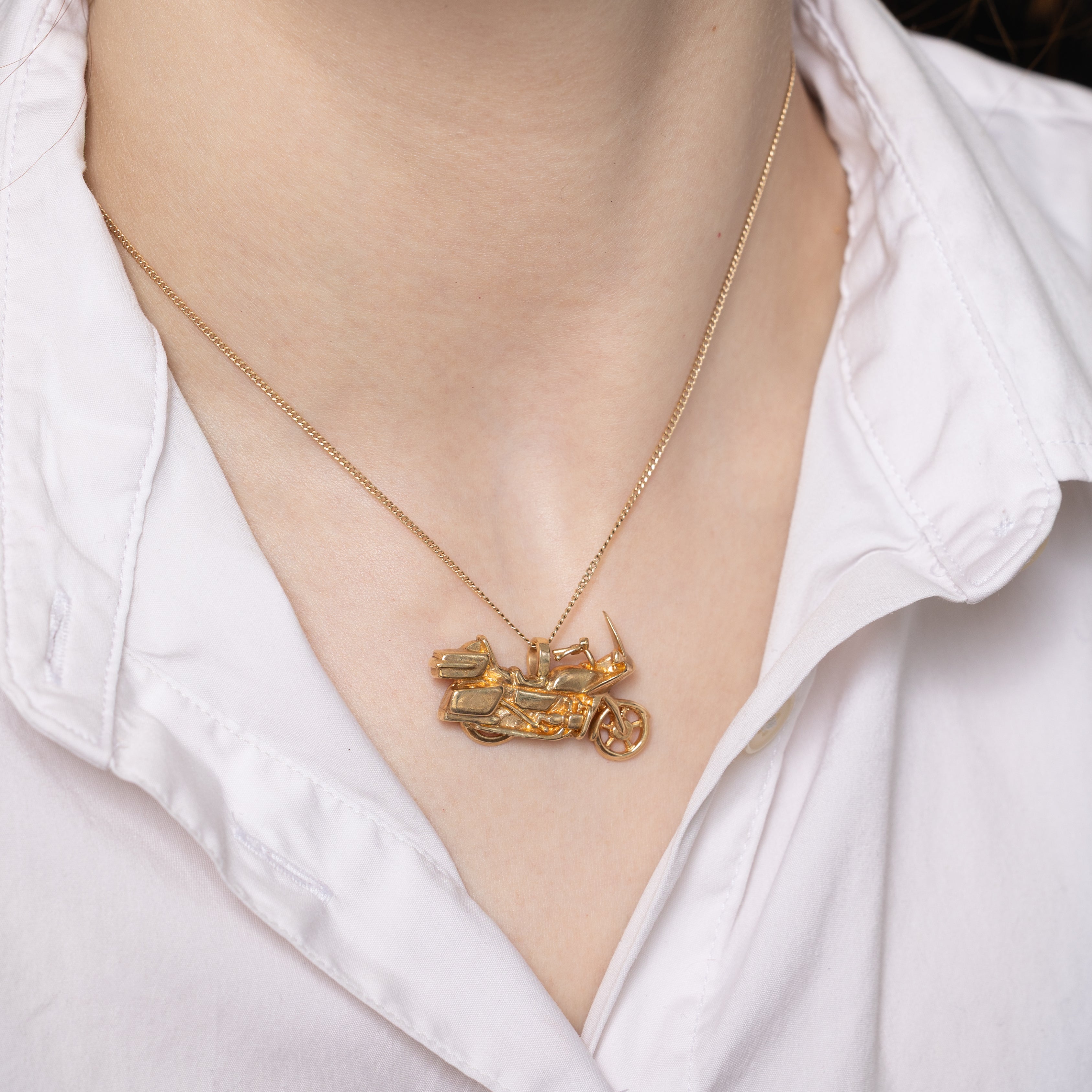 10k Yellow Gold Motorcycle Pendant