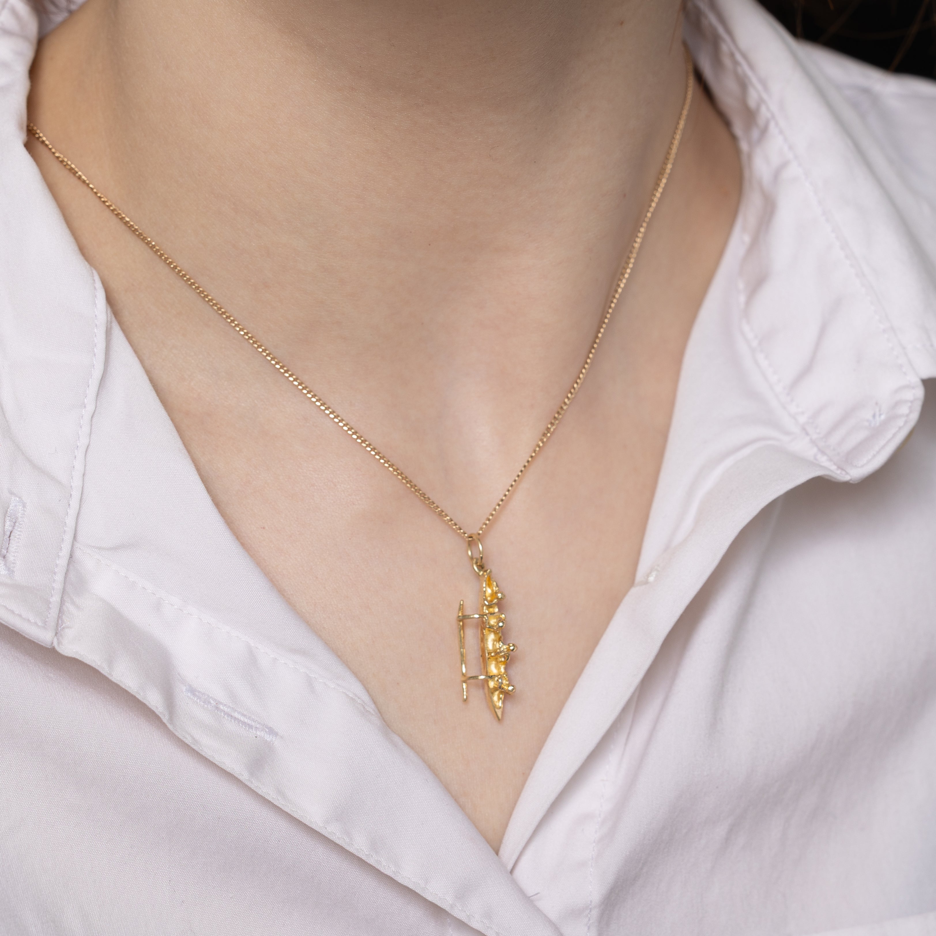 14k Yellow Gold Outrigger Canoe Charm