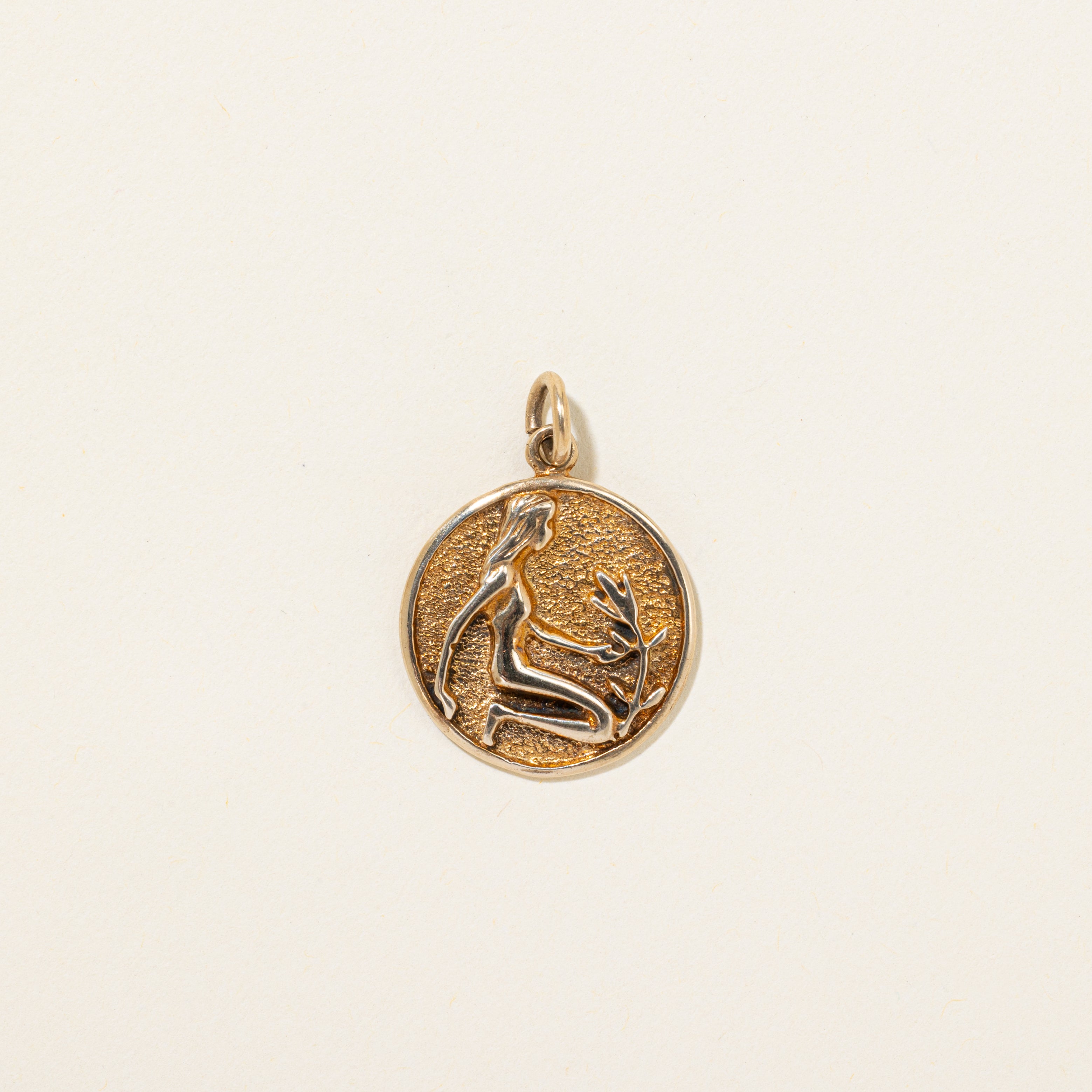 10k Yellow Gold Embossed Virgo Zodiac Charm