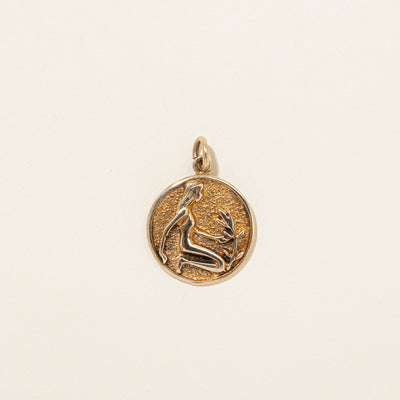 10k Yellow Gold Embossed Virgo Zodiac Charm