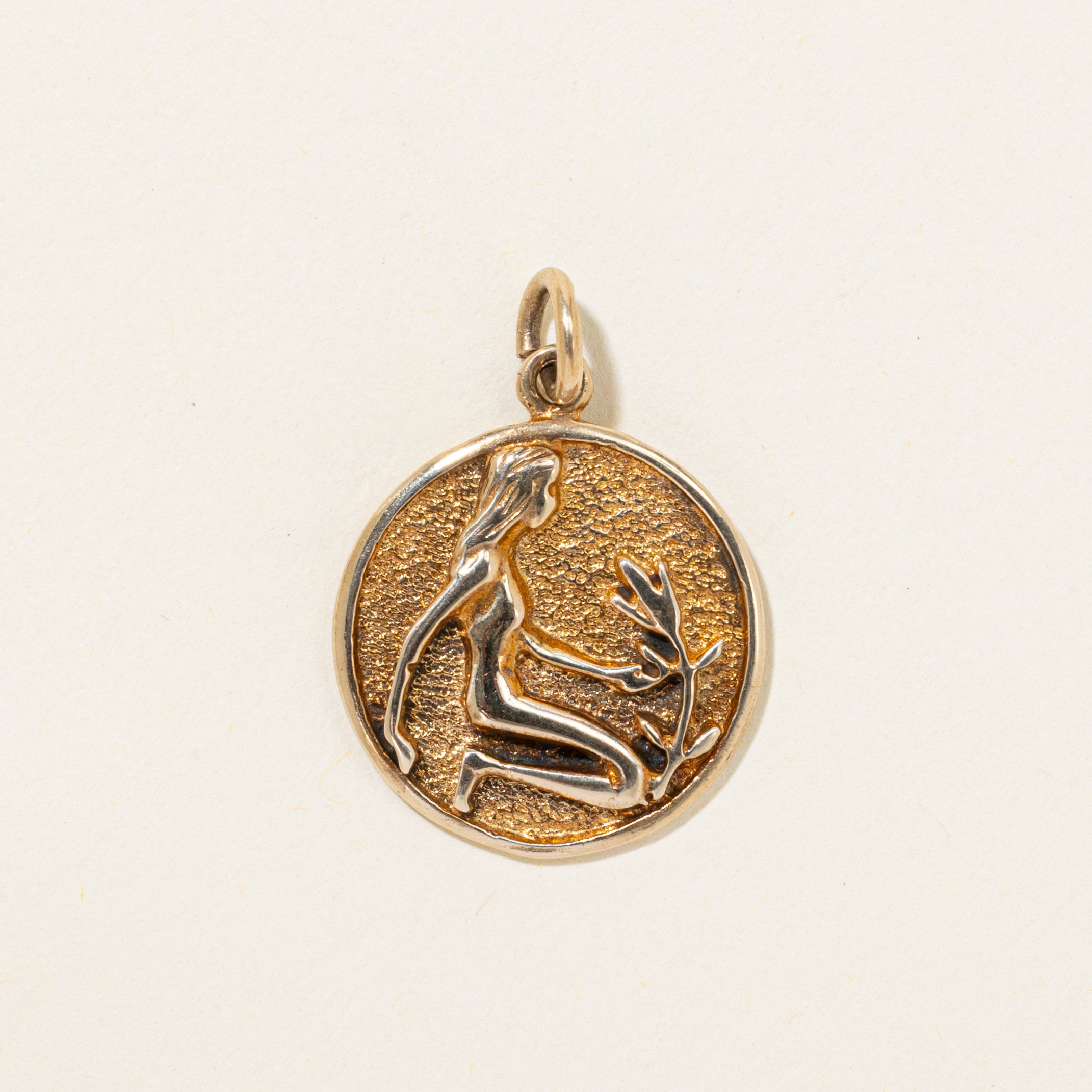 10k Yellow Gold Embossed Virgo Zodiac Charm
