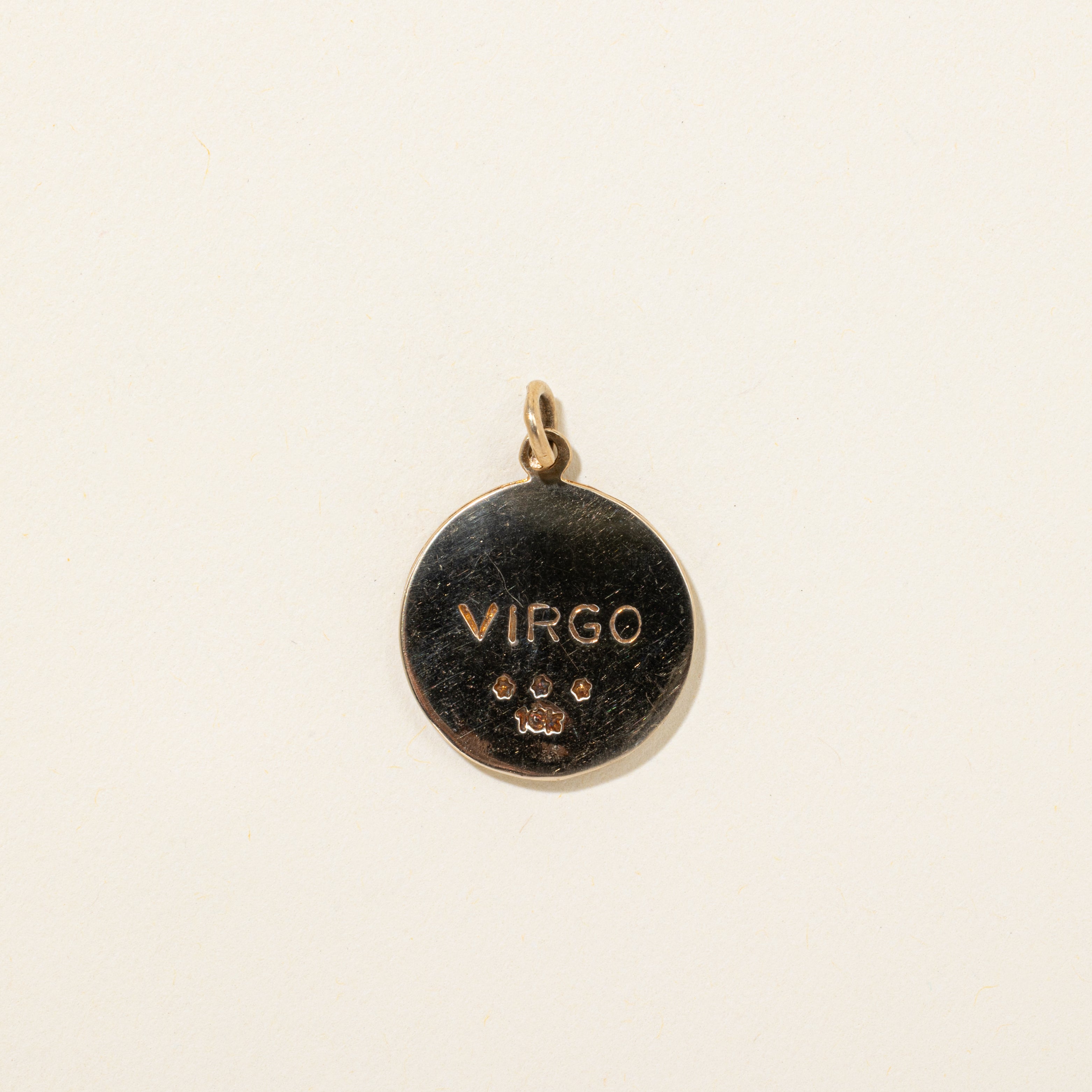 10k Yellow Gold Embossed Virgo Zodiac Charm