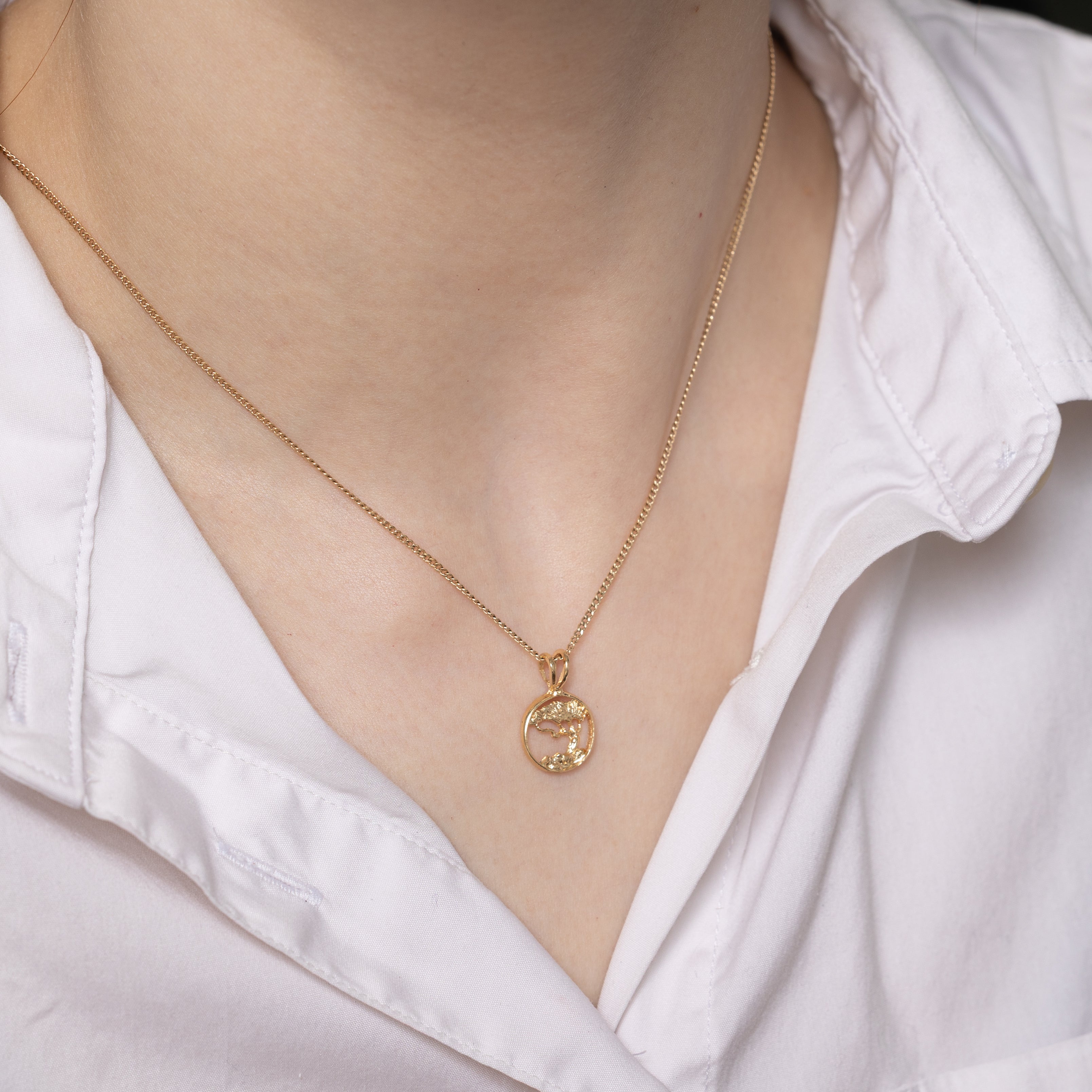 14k Yellow Gold Bonsai Tree Pendant