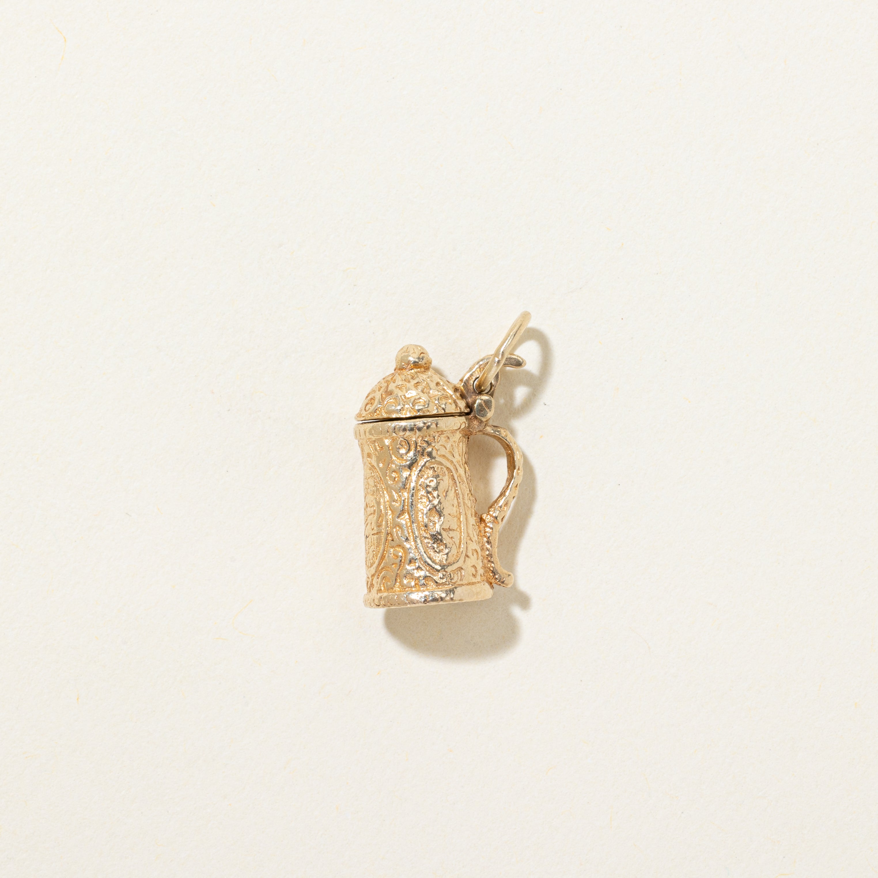 14k Yellow Gold Textured Beer Stein Charm