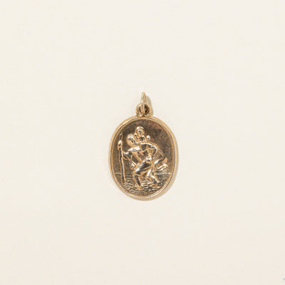 9k Yellow Gold Embossed Saint Christopher Charm