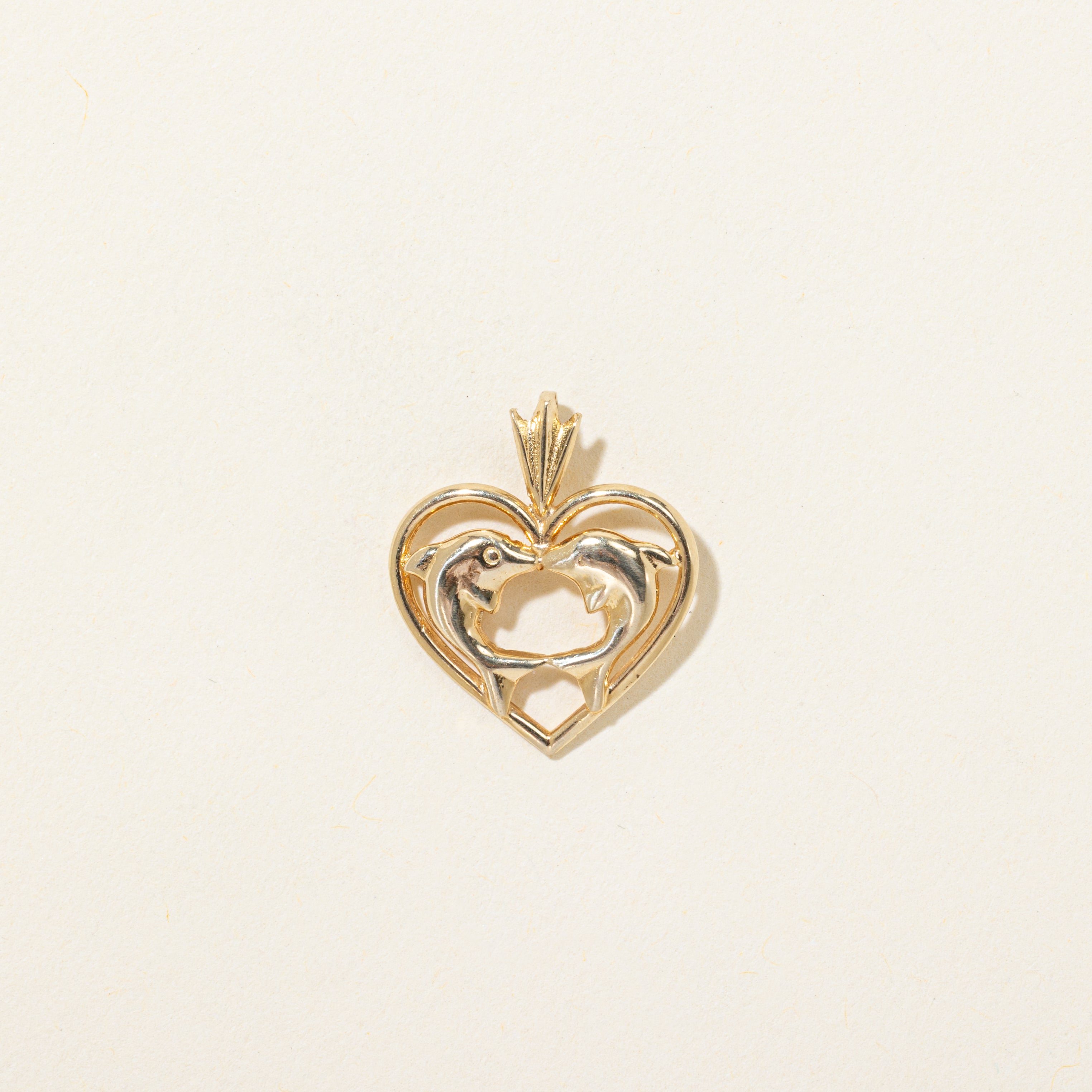 10k Yellow Gold Dolphin Heart Pendant