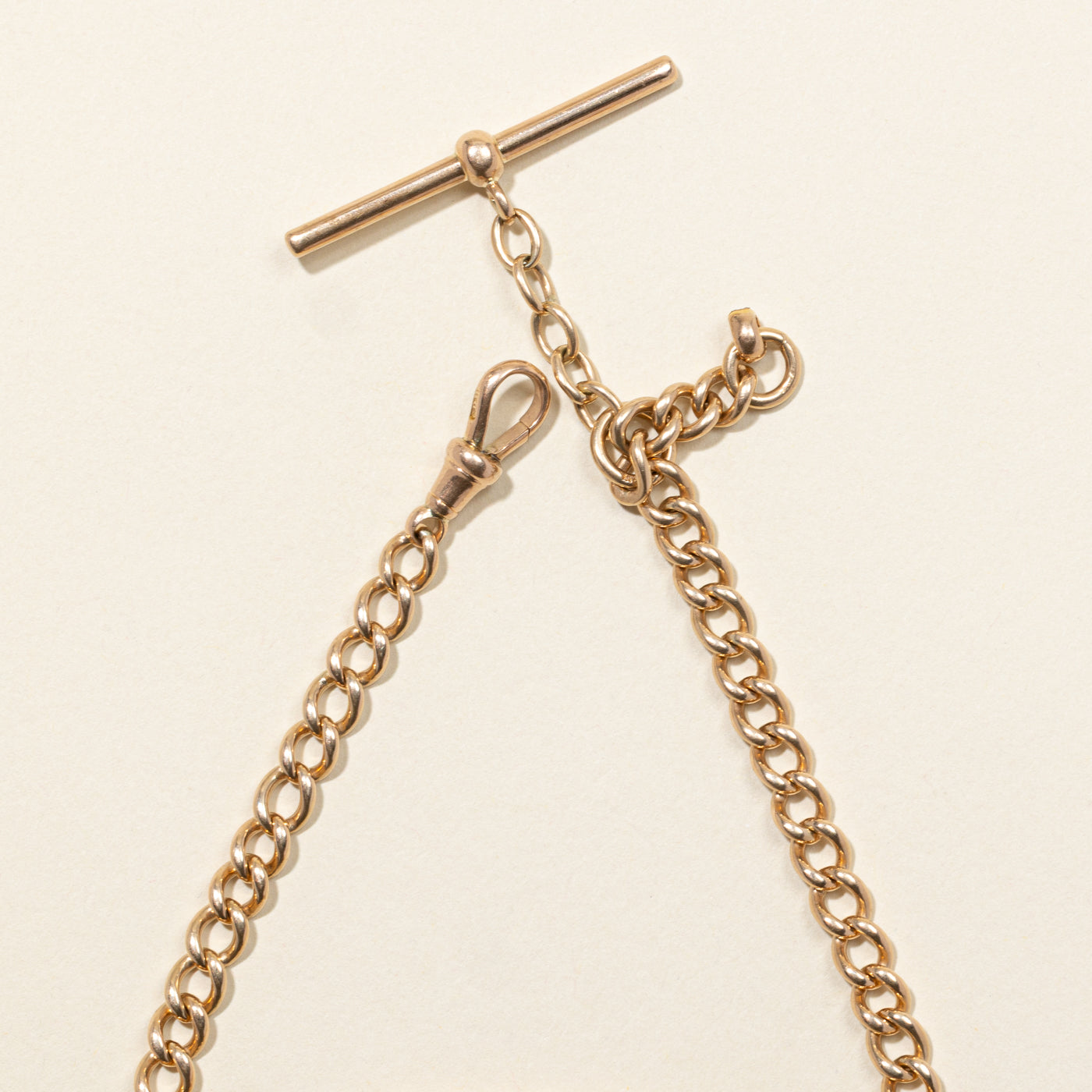 9k Rose Gold Curb Link Watch Chain | 10.5"