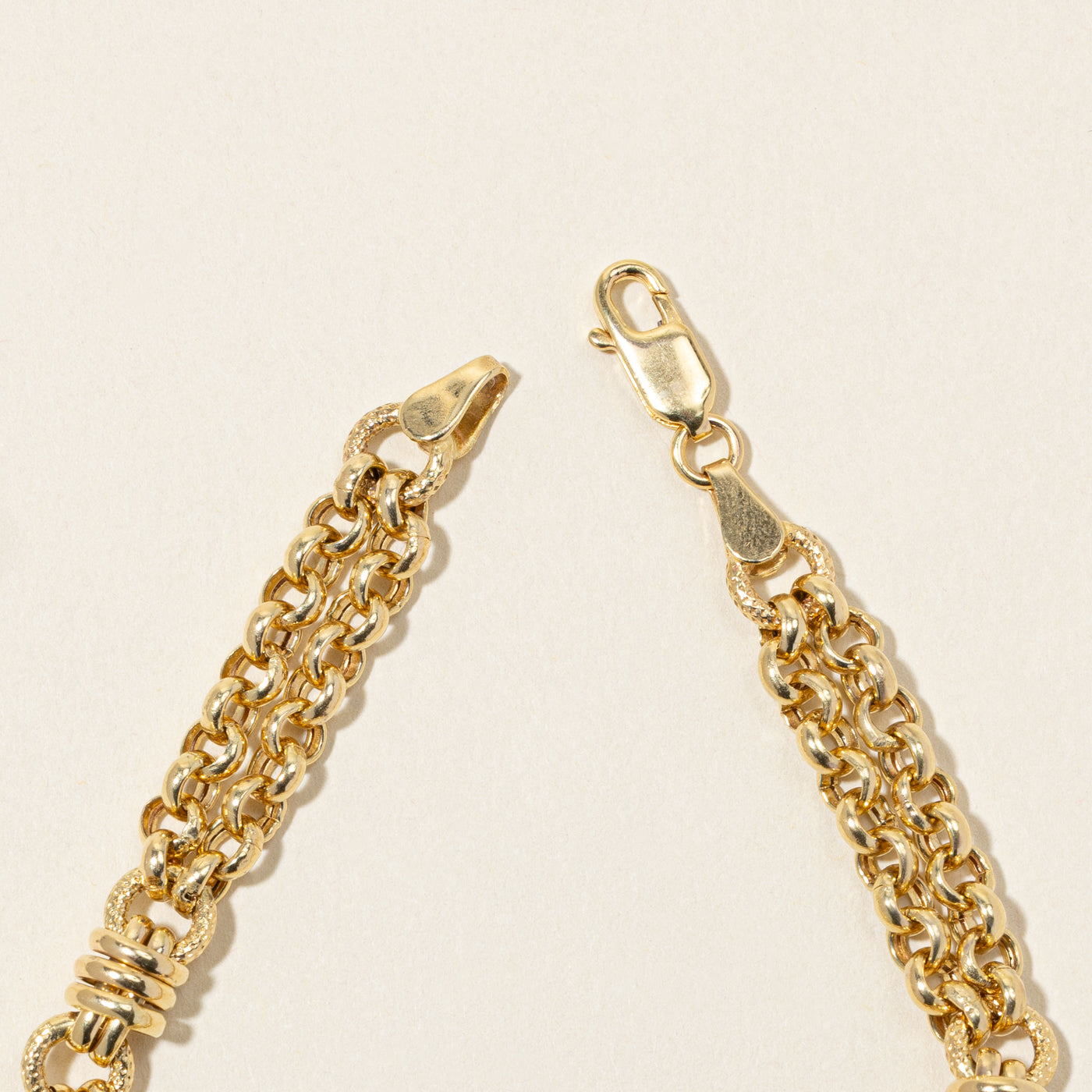 9k Yellow Gold Layered Rolo Chain Bracelet | 7"