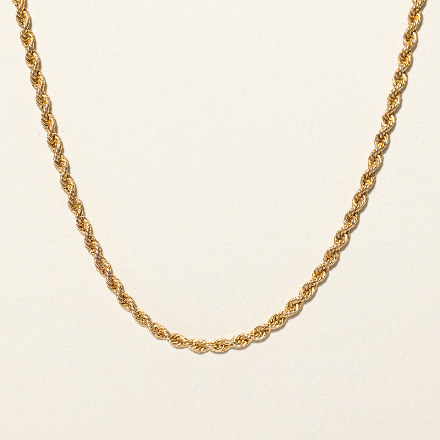 14k Yellow Gold Dog Clip Rope Watch Chain | 51"