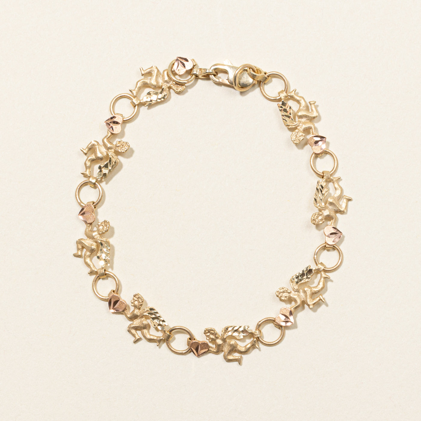 10k Yellow Gold Cherub Chain Bracelet | 7"
