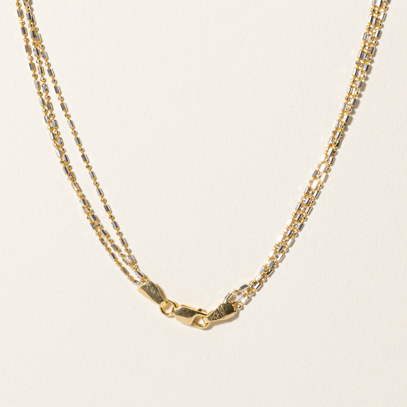 18k Yellow & White Gold Layered Bead Chain Necklace | 18"