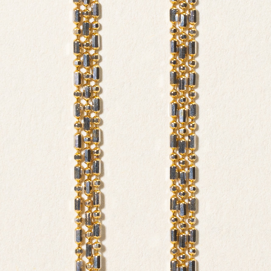 18k Yellow & White Gold Layered Bead Chain Necklace | 18"