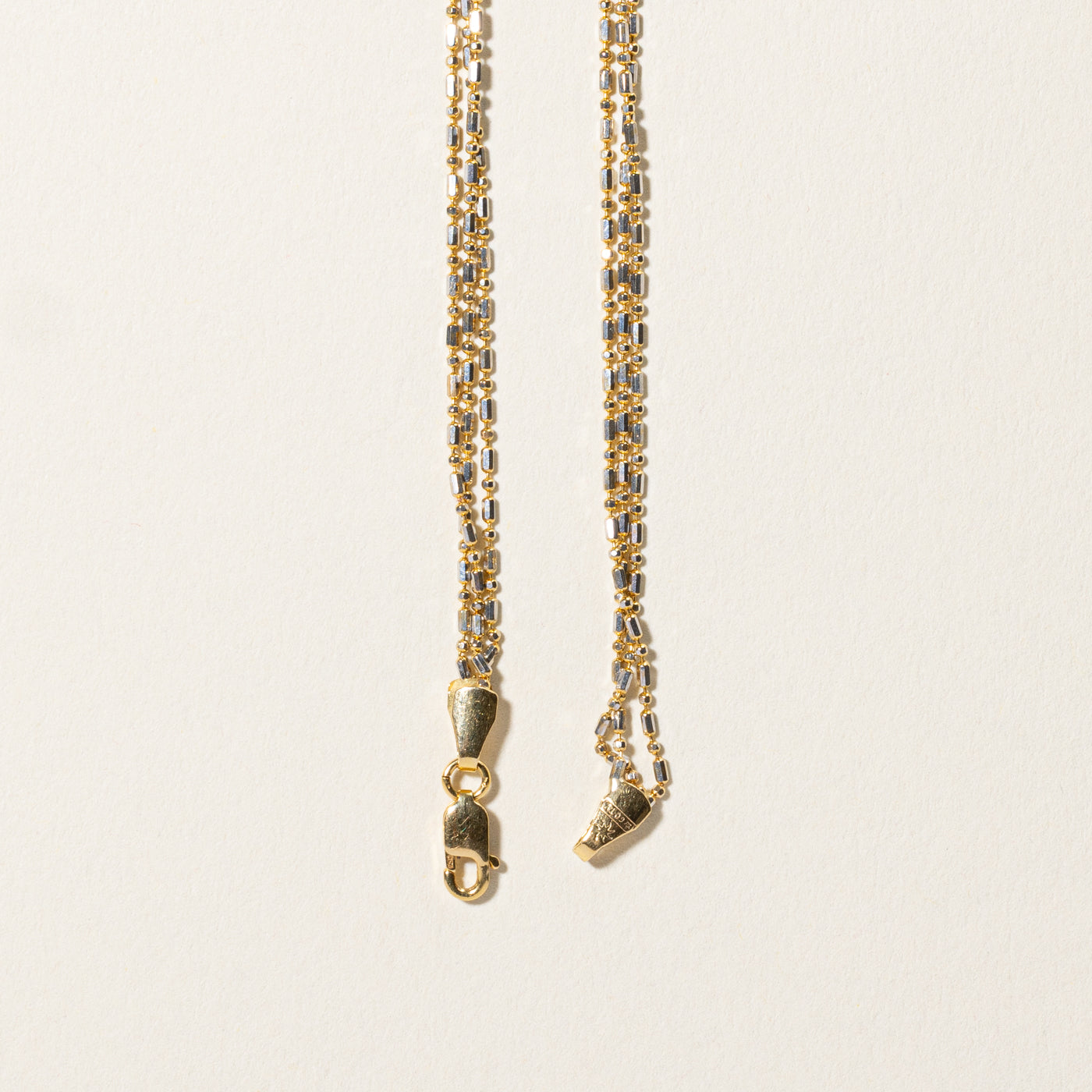 18k Yellow & White Gold Layered Bead Chain Necklace | 18"