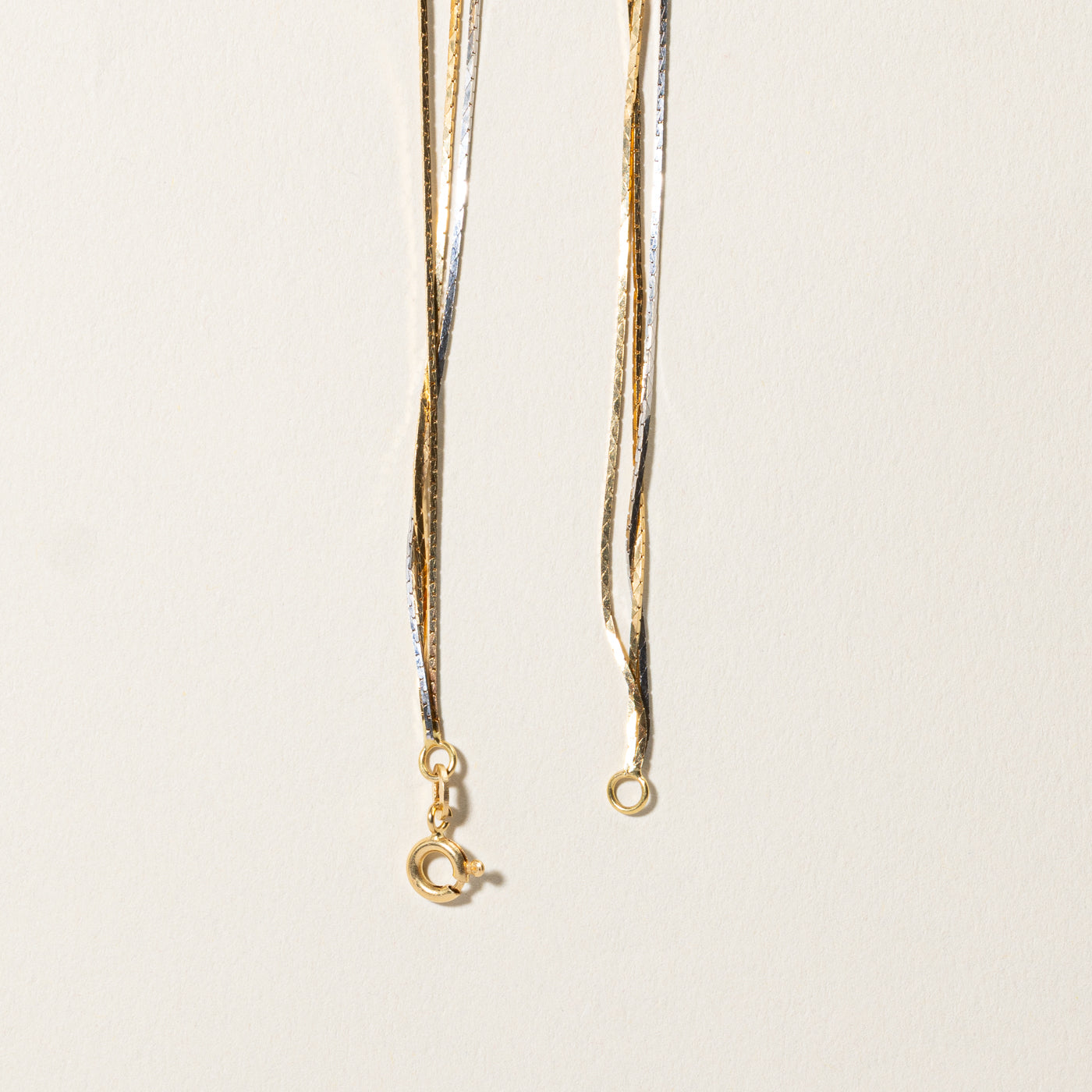 18k Yellow & White Gold Cobra Chain Layered Necklace | 16.25"