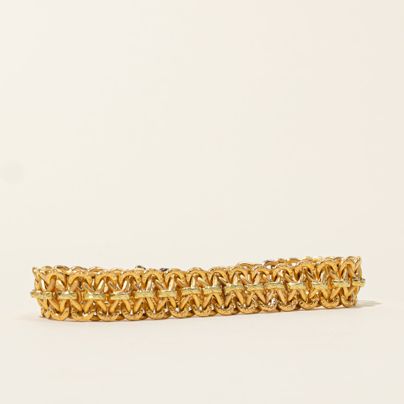20k Yellow Gold Elongated Byzantine Chain Bracelet | 7.75"