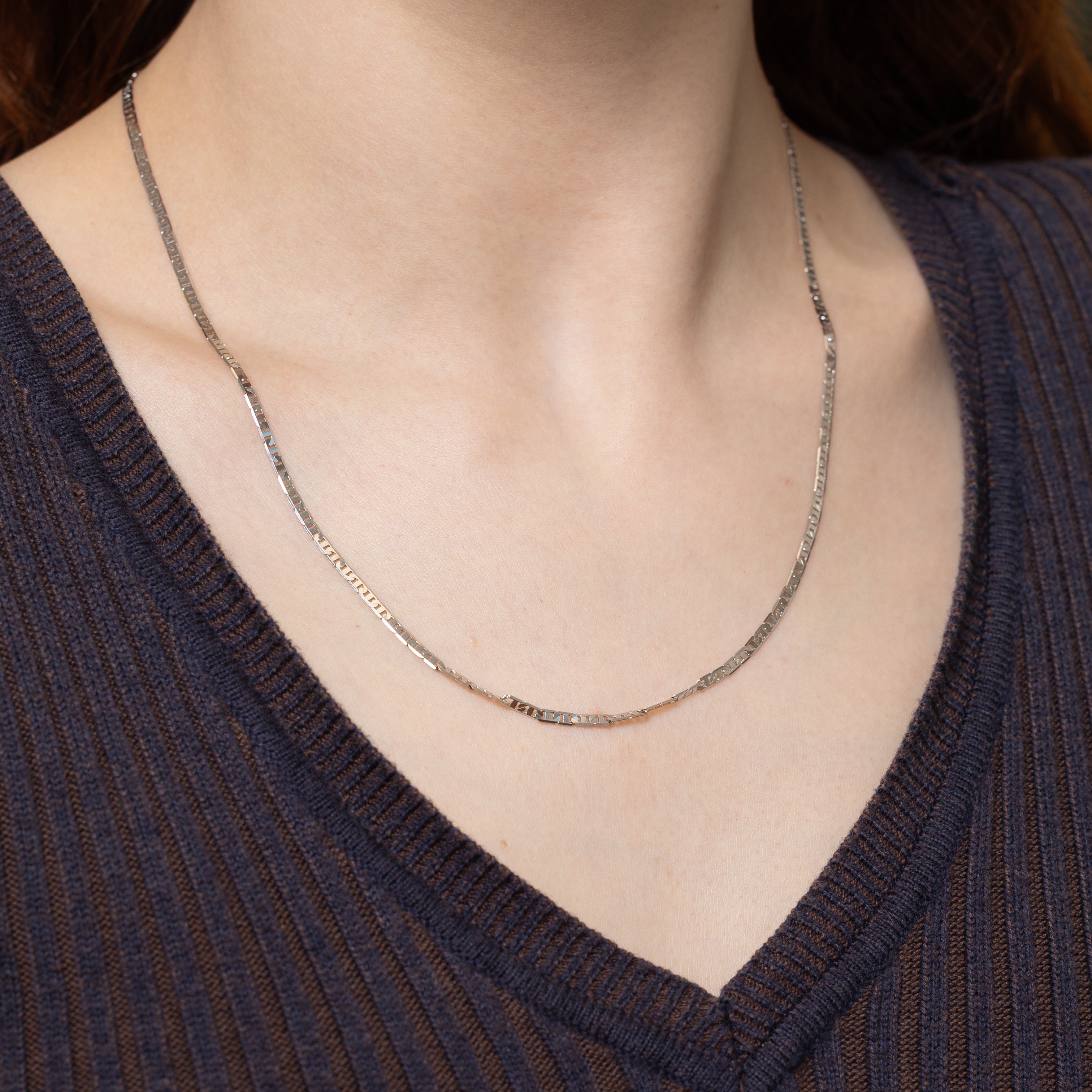 14k White Gold Anchor Chain | 20"