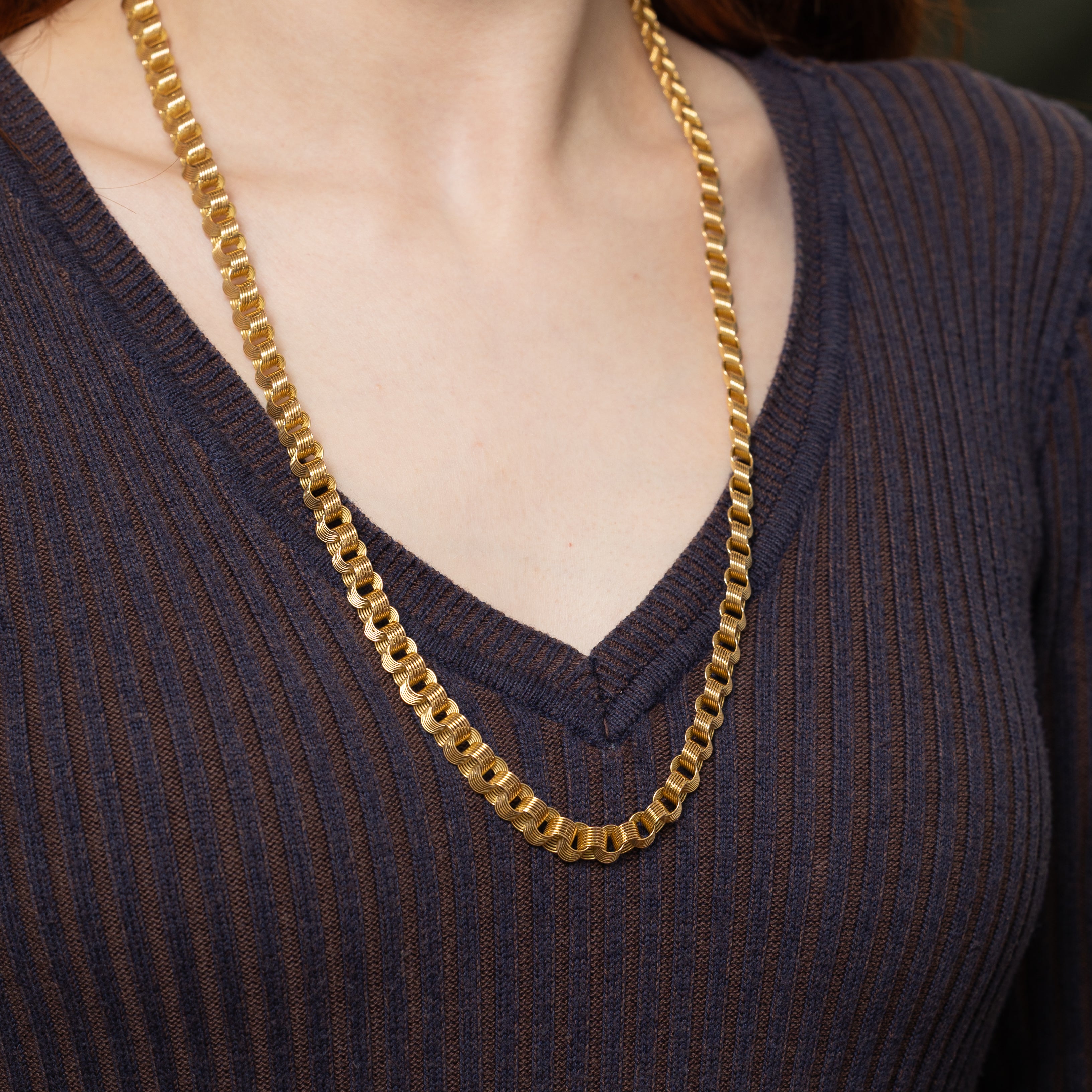 18k Yellow Gold Fluted Cable Link Chain | 26.5"