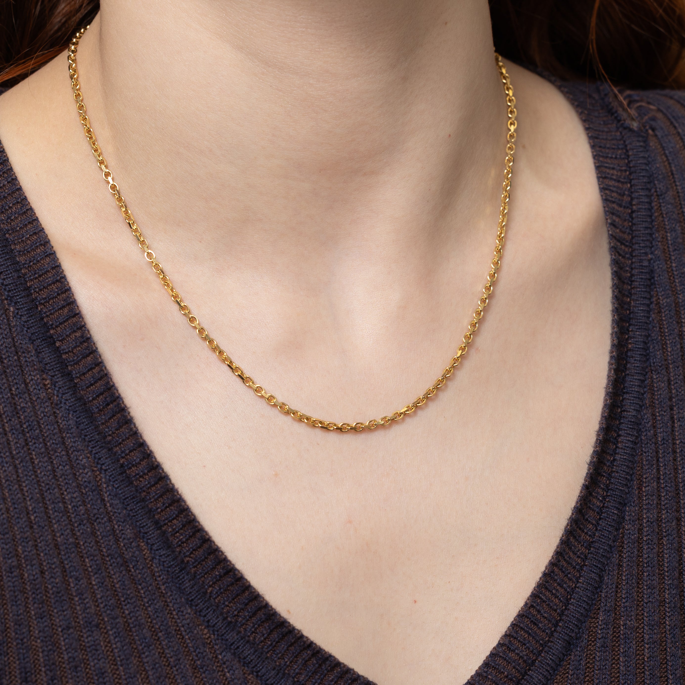 18k Yellow Gold Cable Link Chain | 18"