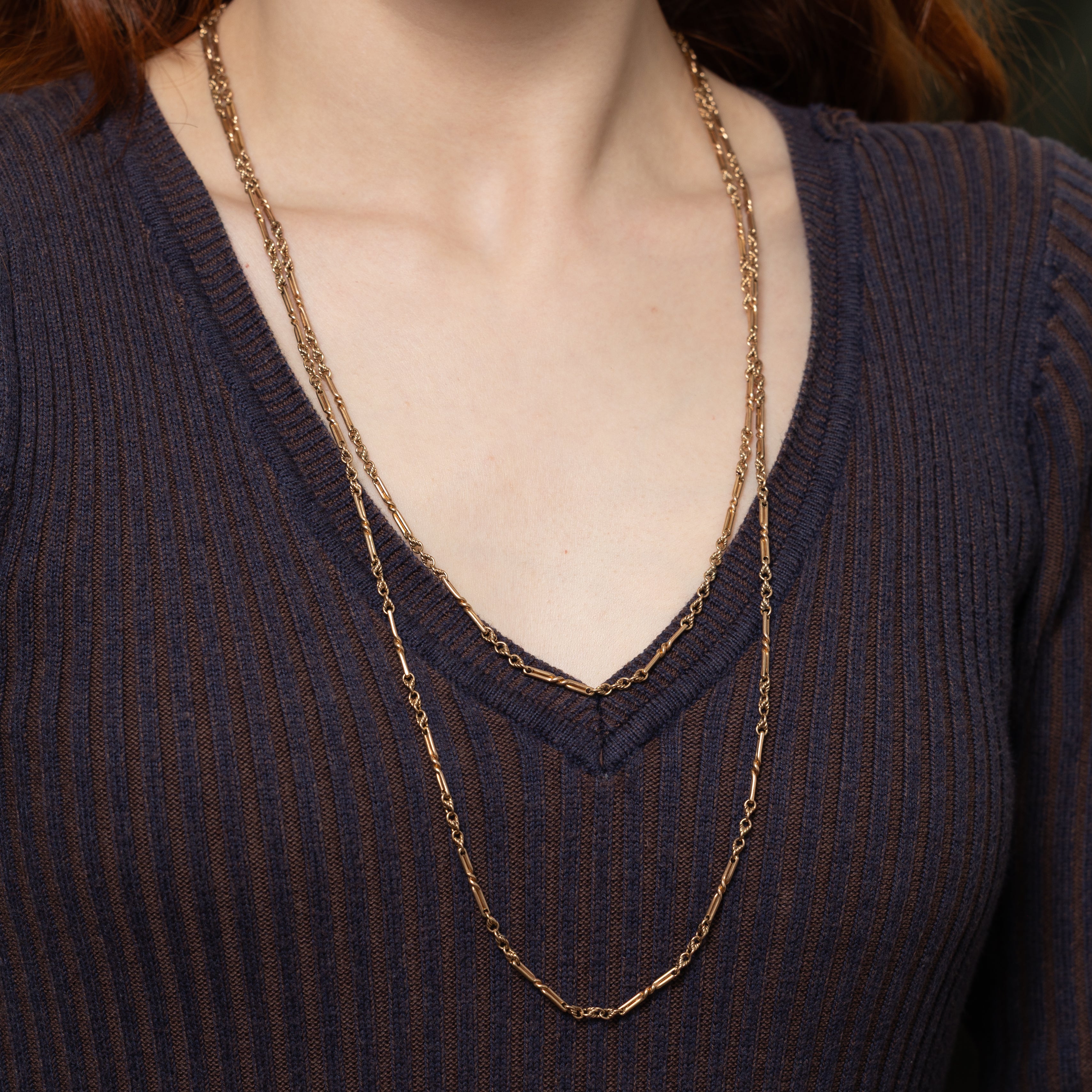 8k Rose Gold Bar Link Chain | 54"