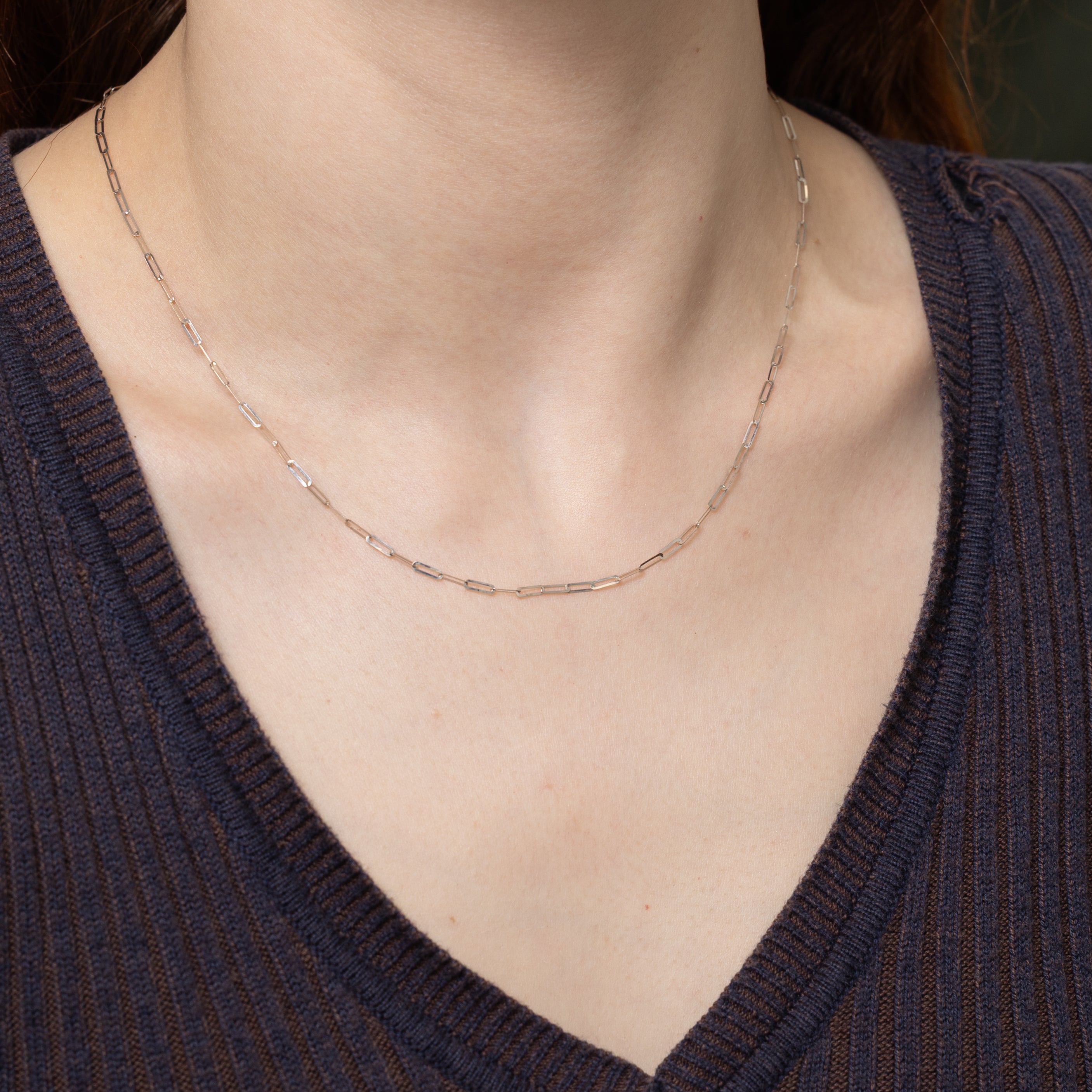 18k White Gold Paperclip Chain | 18"